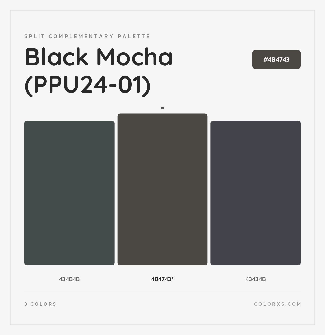 Black Mocha (PPU24-01) - Split-Complementary Color Palette