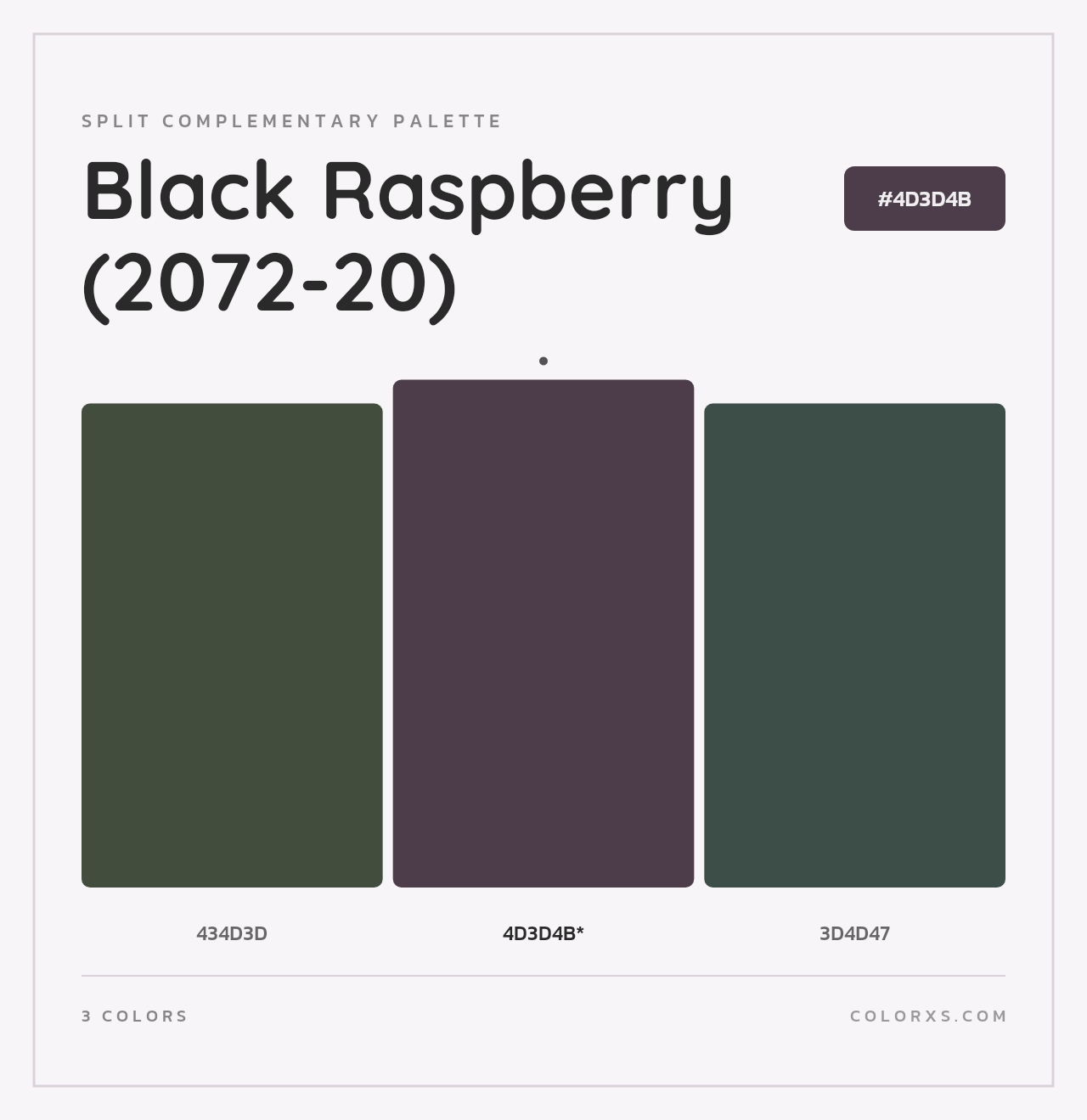 Black Raspberry (2072-20) - Split-Complementary Color Palette