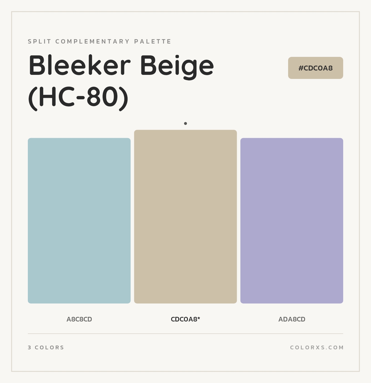 Bleeker Beige (HC-80) - Split-Complementary Color Palette