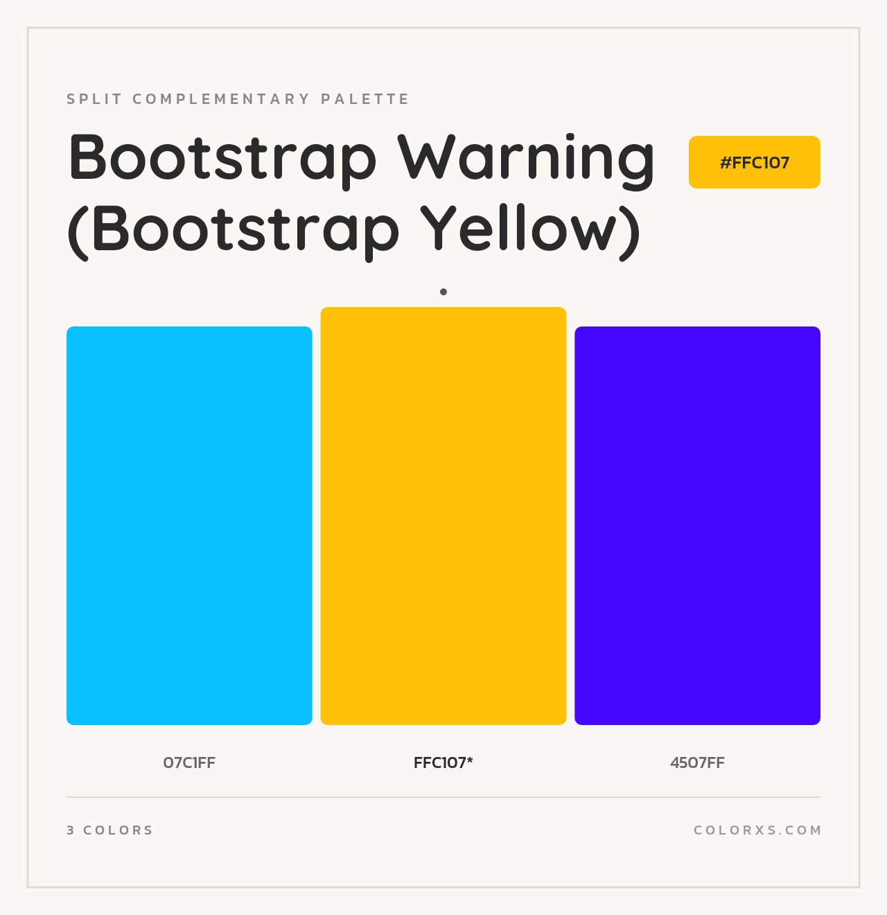 Bootstrap Warning (Bootstrap Yellow) - Split-Complementary Color Palette