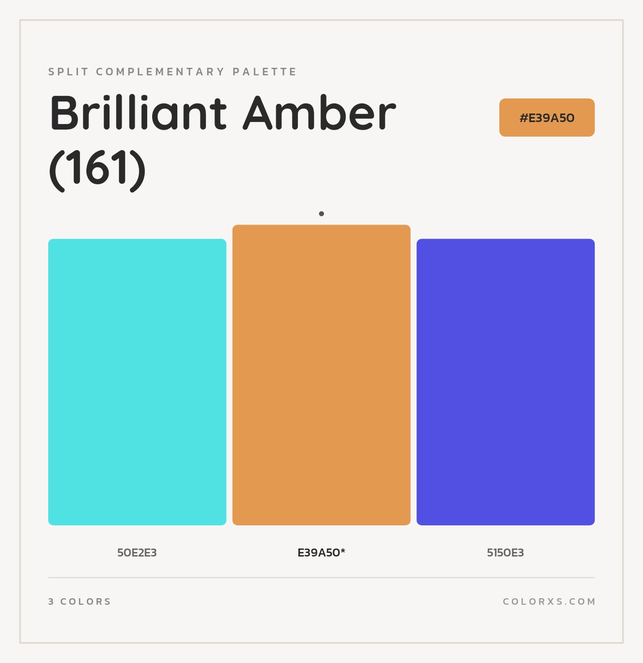 Brilliant Amber (161) - Split-Complementary Color Palette