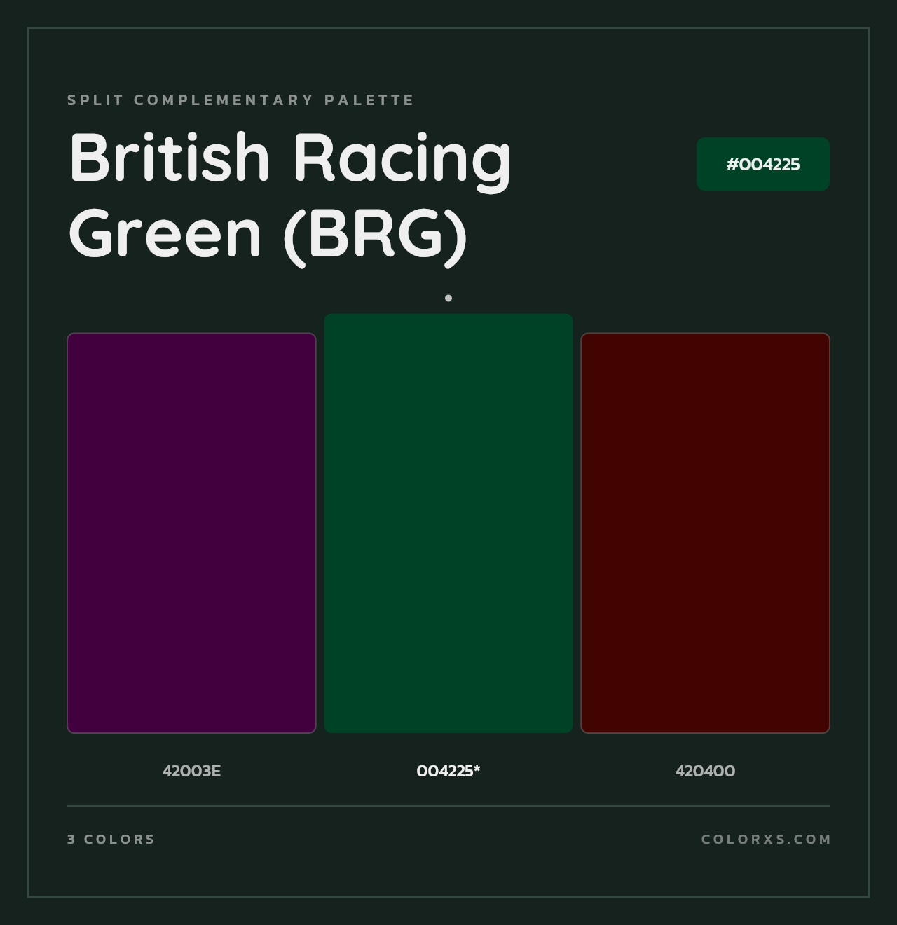 British Racing Green (BRG) - Split-Complementary Color Palette