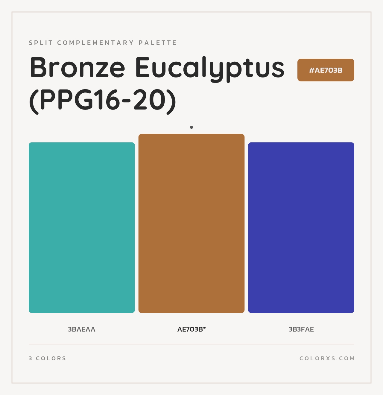 Bronze Eucalyptus (PPG16-20) - Split-Complementary Color Palette