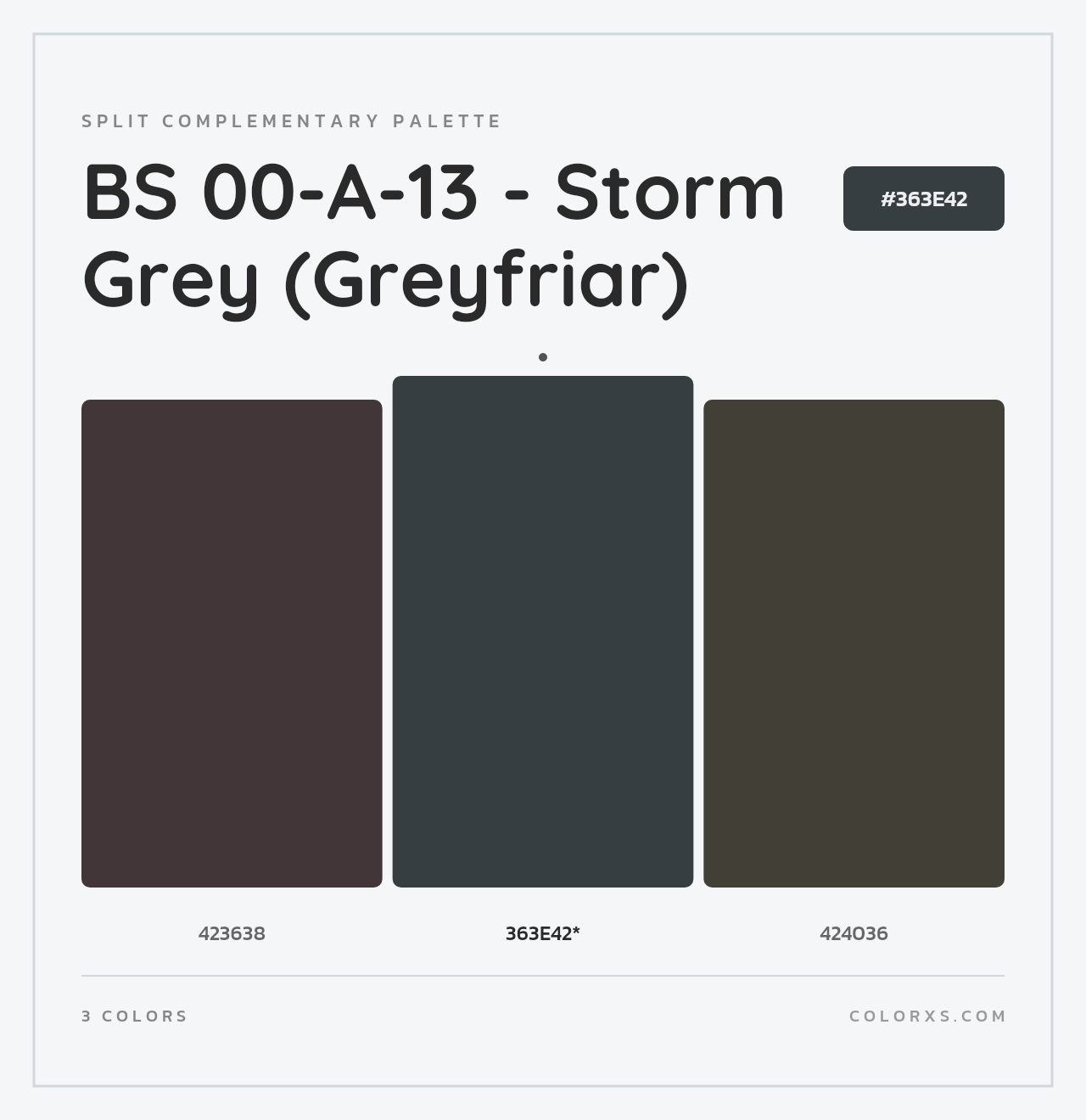 BS 00-A-13 - Storm Grey (Greyfriar) - Split-Complementary Color Palette