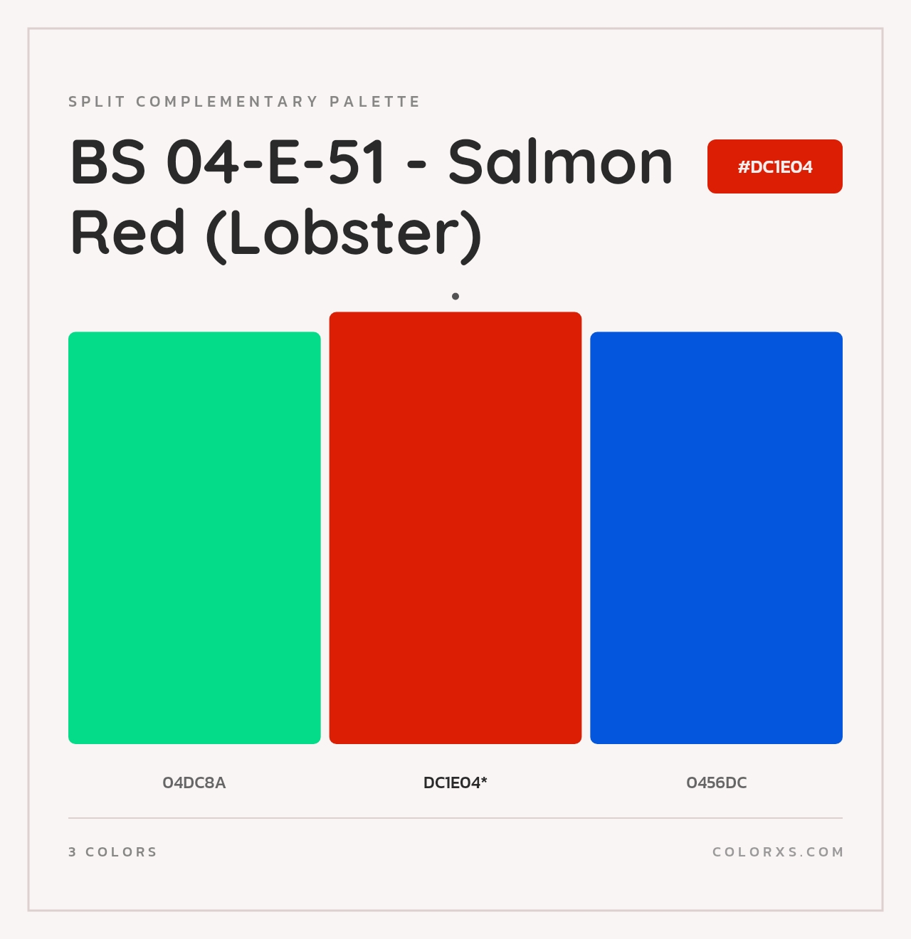 BS 04-E-51 - Salmon Red (Lobster) - Split-Complementary Color Palette
