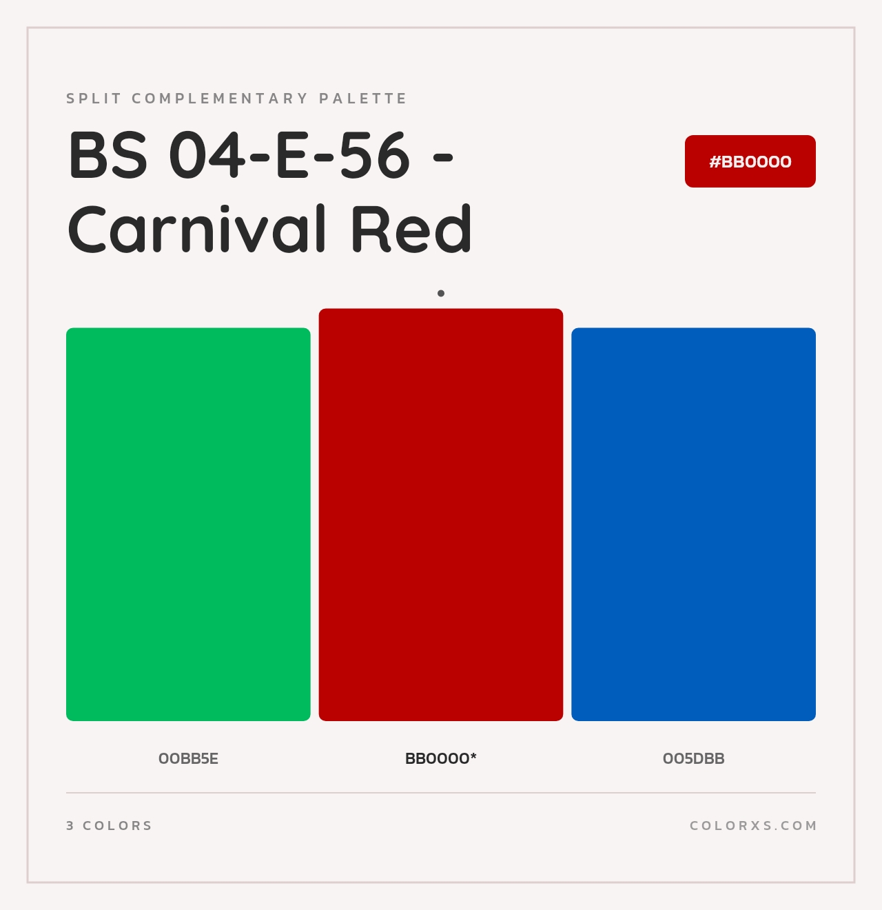 BS 04-E-56 - Carnival Red - Split-Complementary Color Palette