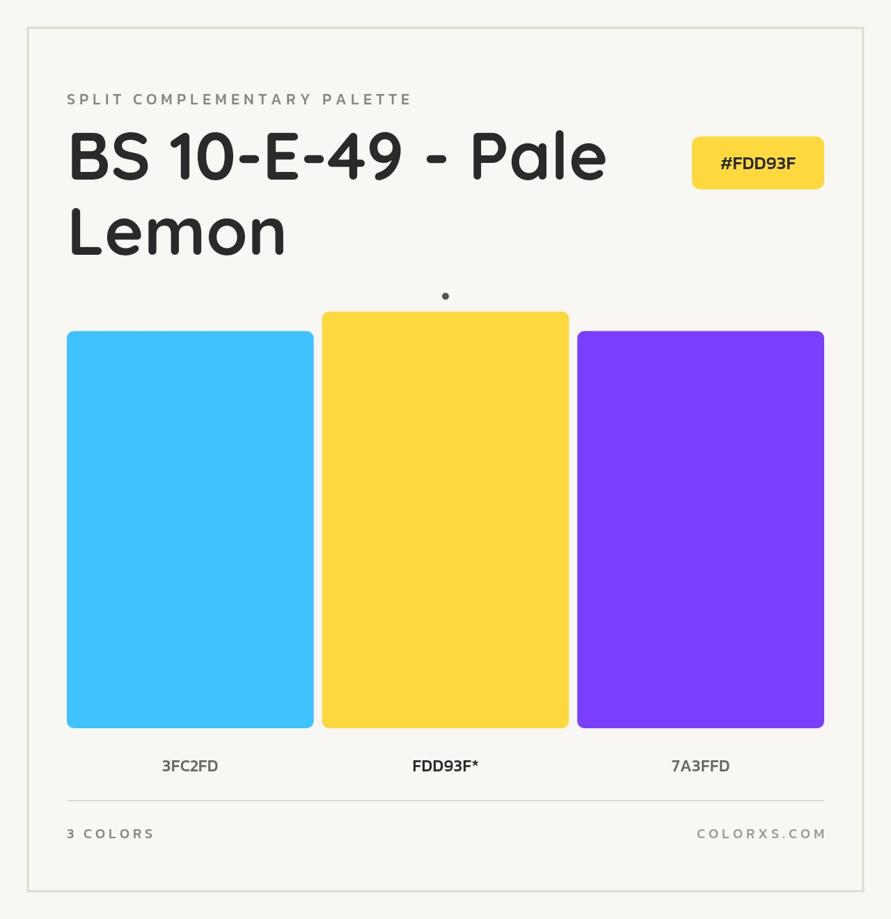 BS 10-E-49 - Pale Lemon - Split-Complementary Color Palette