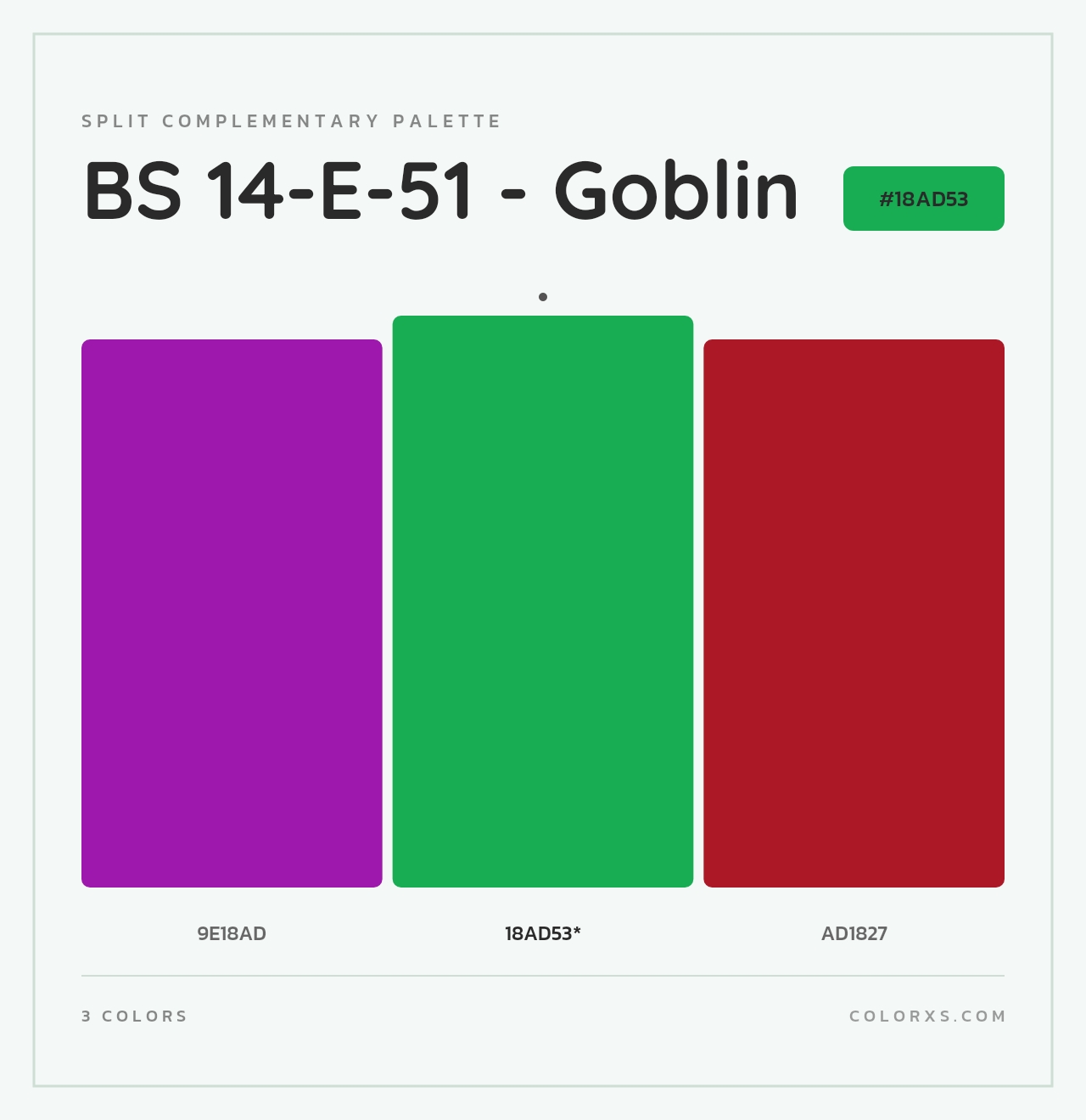 BS 14-E-51 - Goblin - Split-Complementary Color Palette