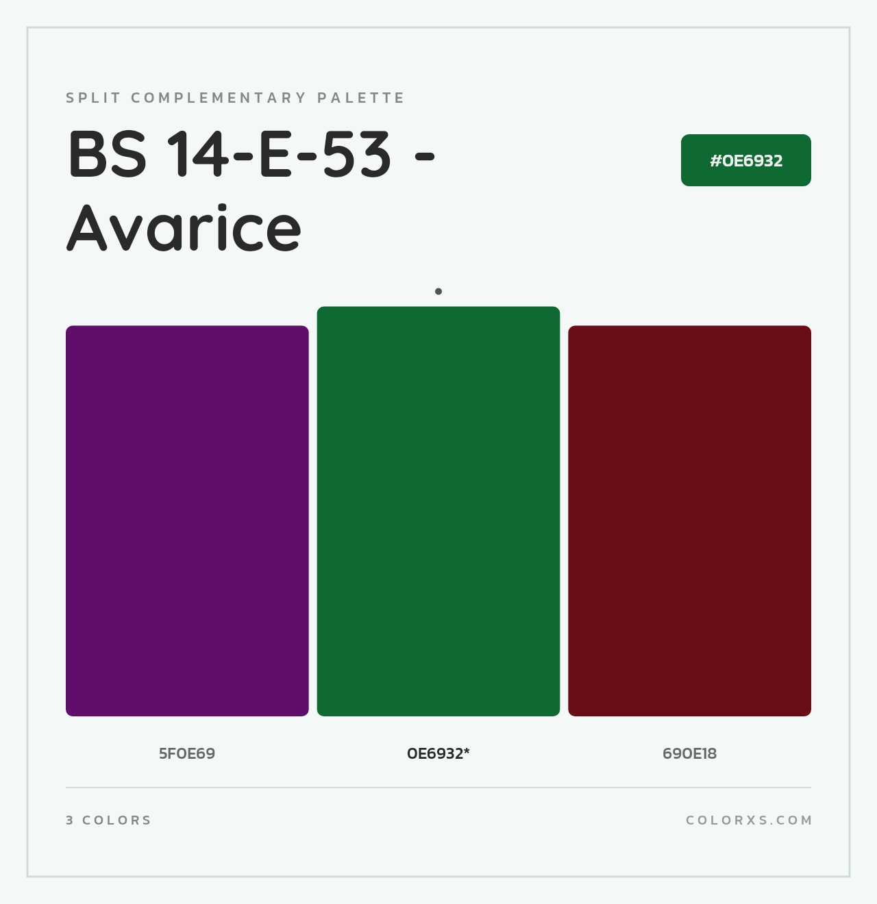 BS 14-E-53 - Avarice - Split-Complementary Color Palette