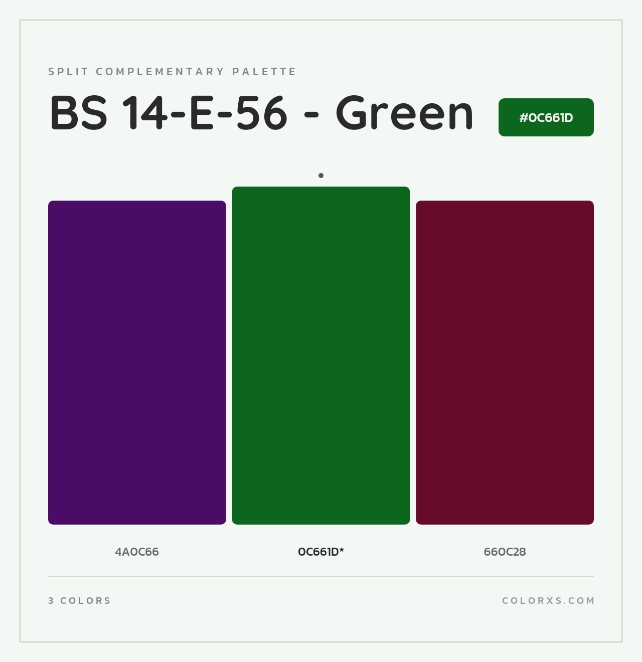 BS 14-E-56 - Green - Split-Complementary Color Palette
