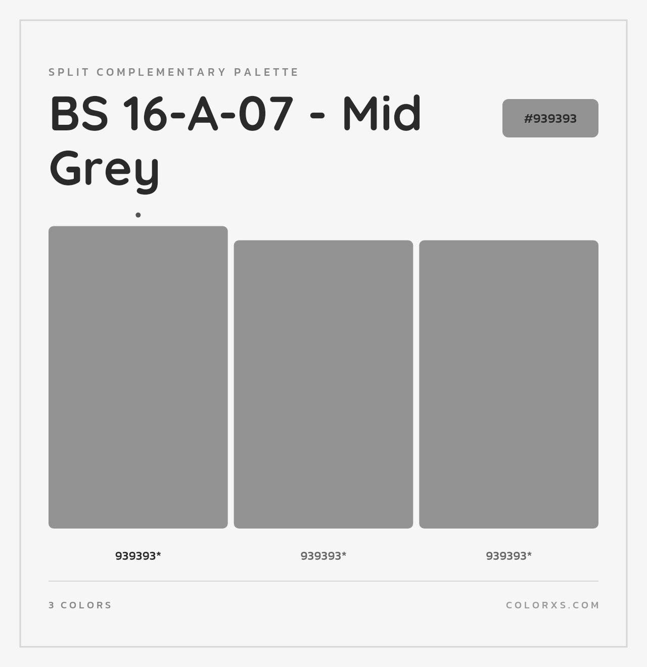 BS 16-A-07 - Mid Grey - Split-Complementary Color Palette