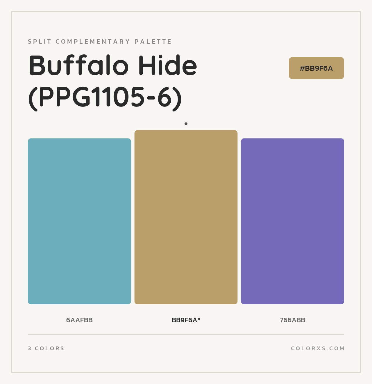Buffalo Hide (PPG1105-6) - Split-Complementary Color Palette