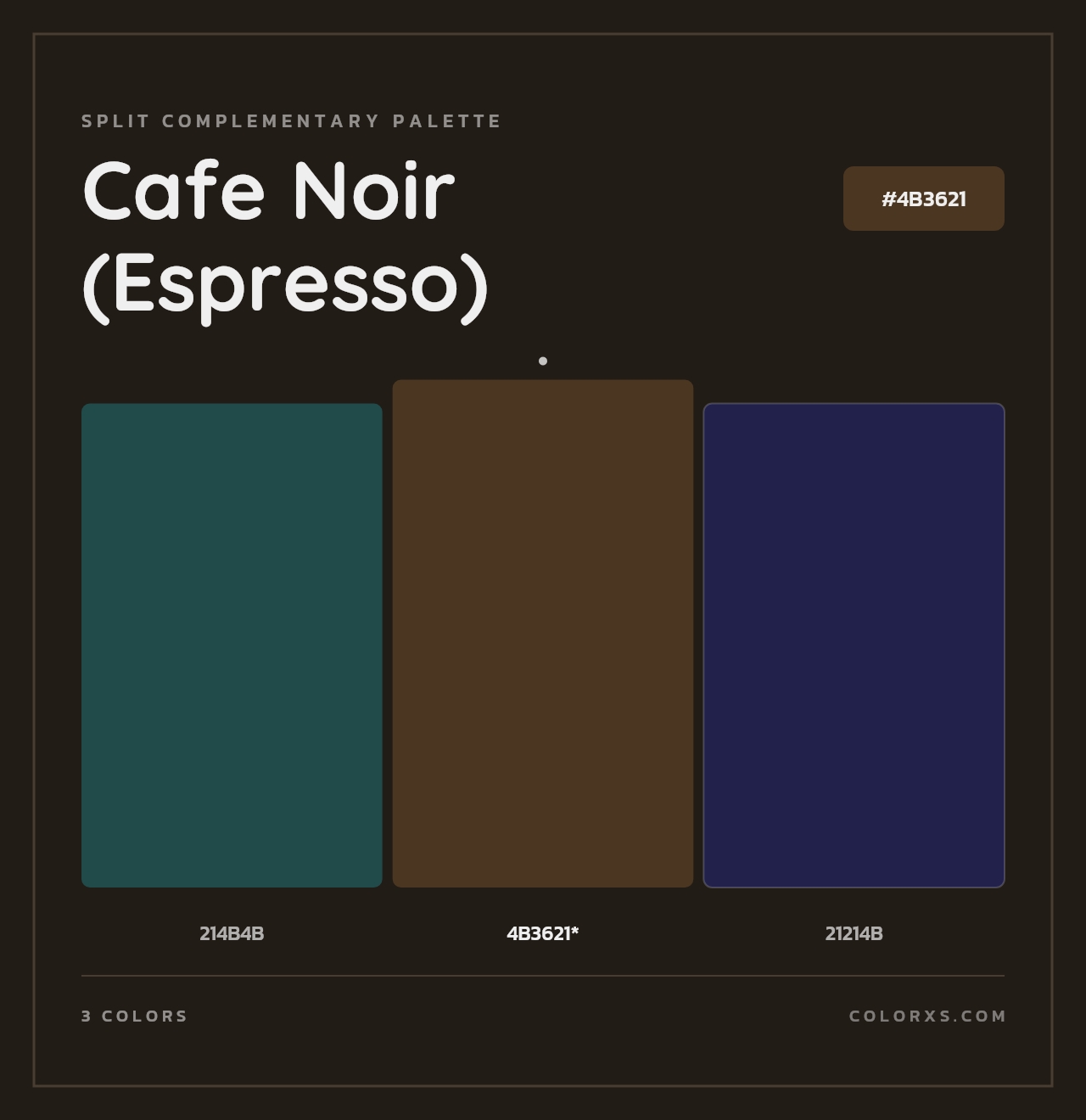 Cafe Noir (Espresso) - Split-Complementary Color Palette