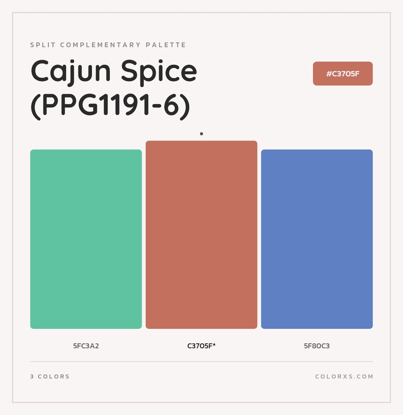 Cajun Spice (PPG1191-6) - Split-Complementary Color Palette