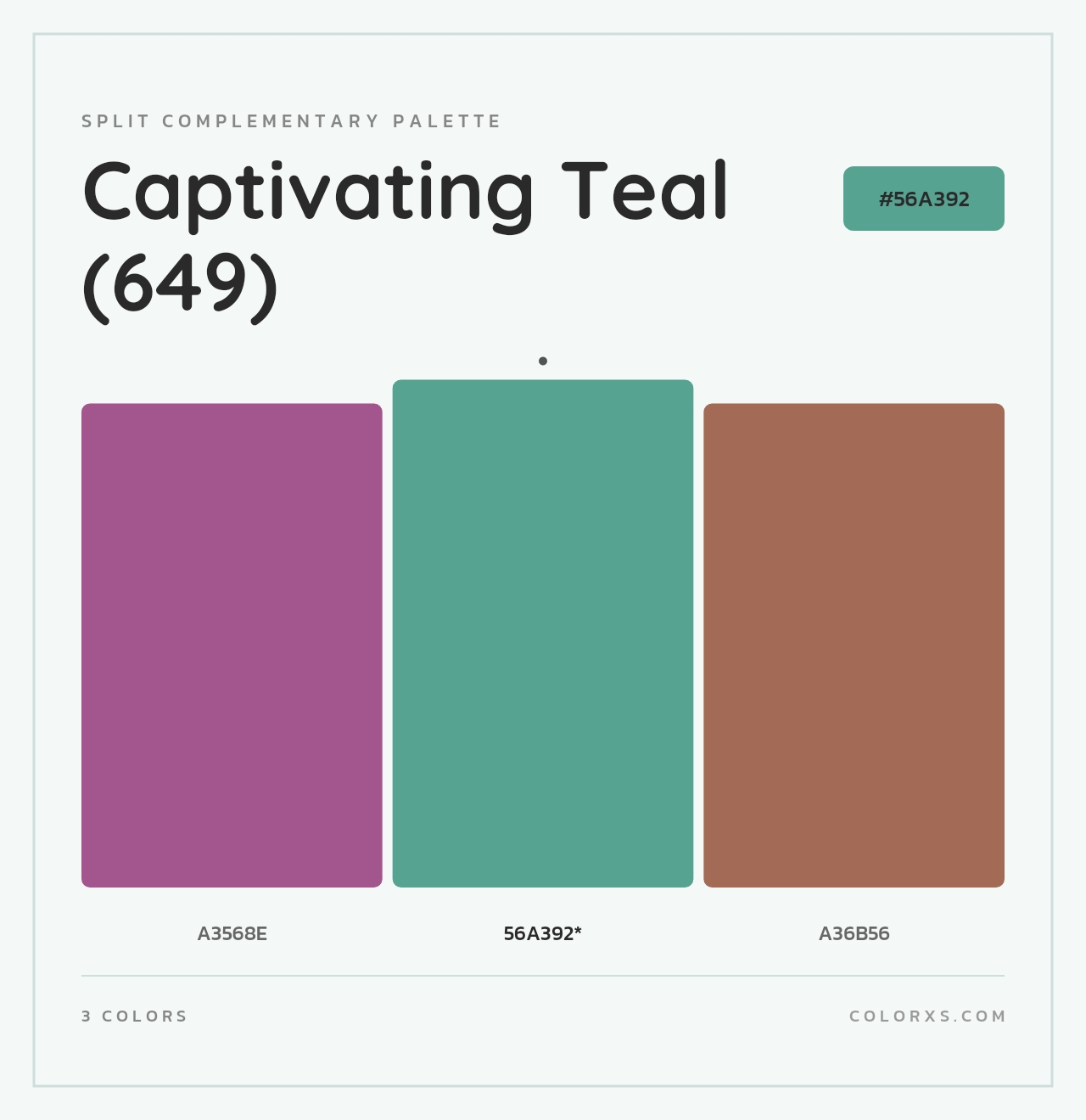 Captivating Teal (649) - Split-Complementary Color Palette