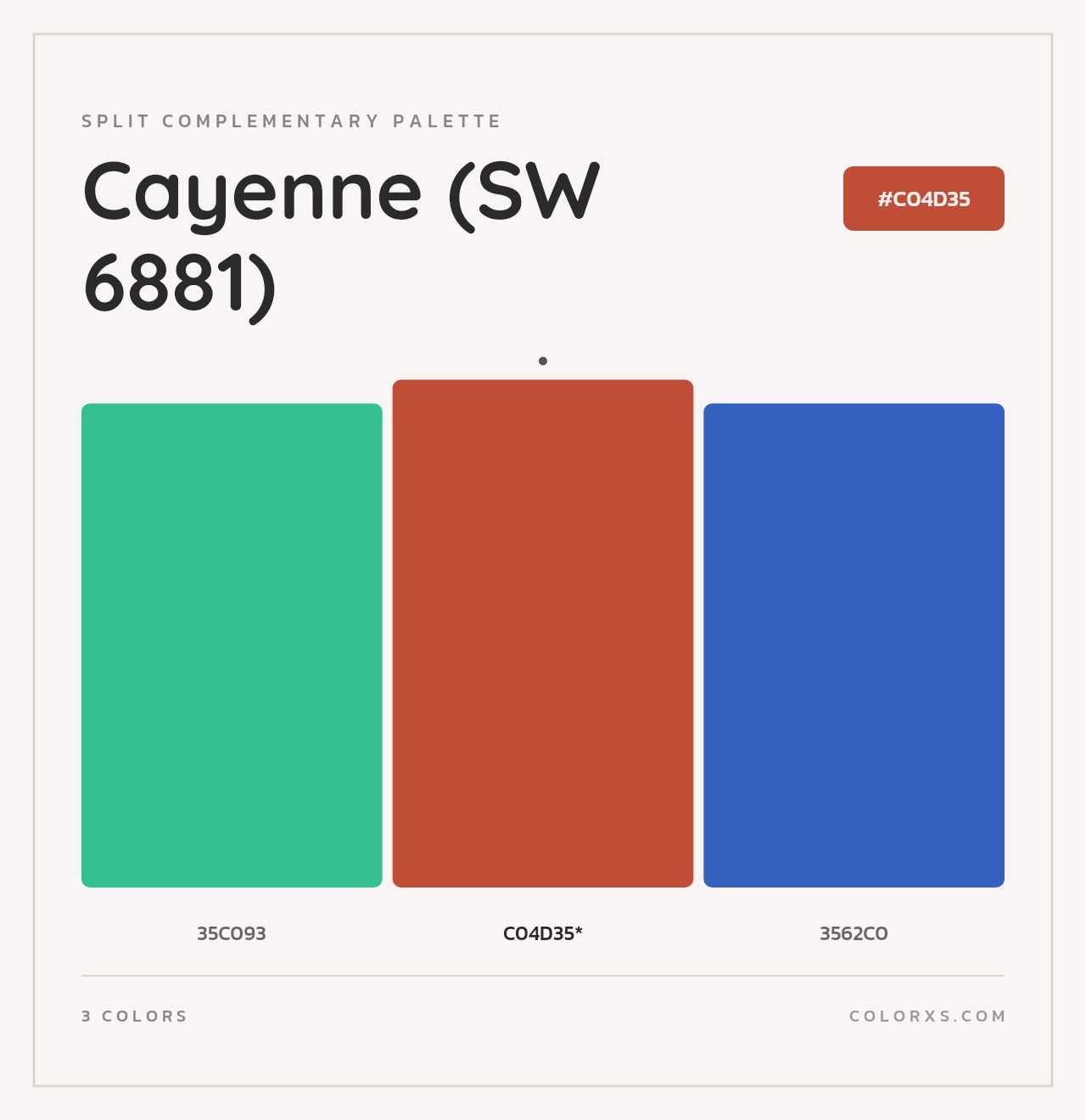 Cayenne (SW 6881) - Split-Complementary Color Palette