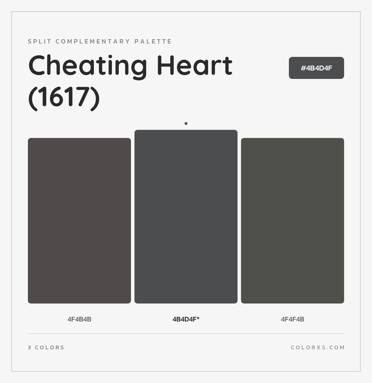 Cheating Heart (1617) - Split-Complementary Color Palette