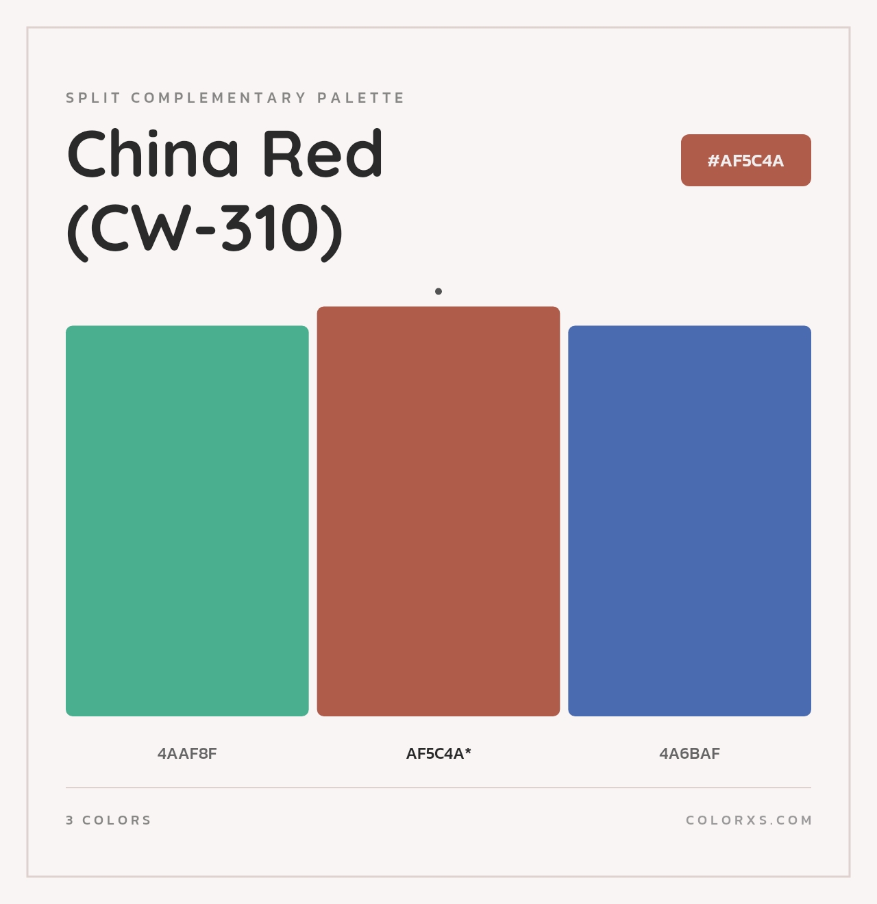 China Red (CW-310) - Split-Complementary Color Palette