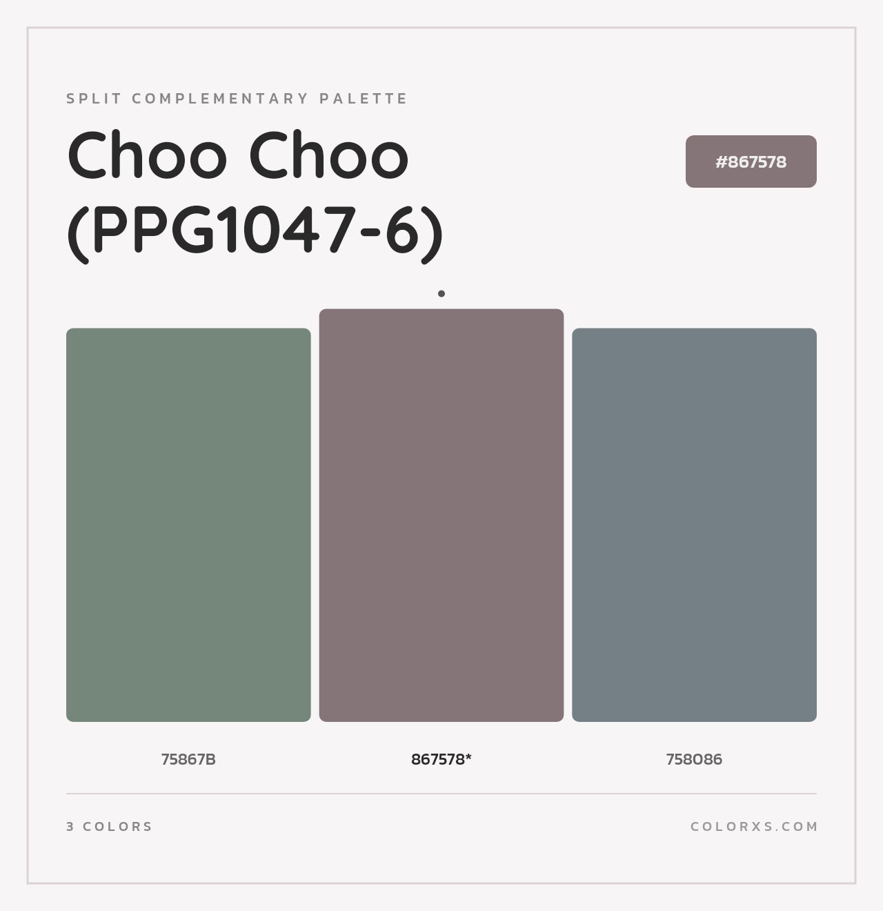 Choo Choo (PPG1047-6) - Split-Complementary Color Palette