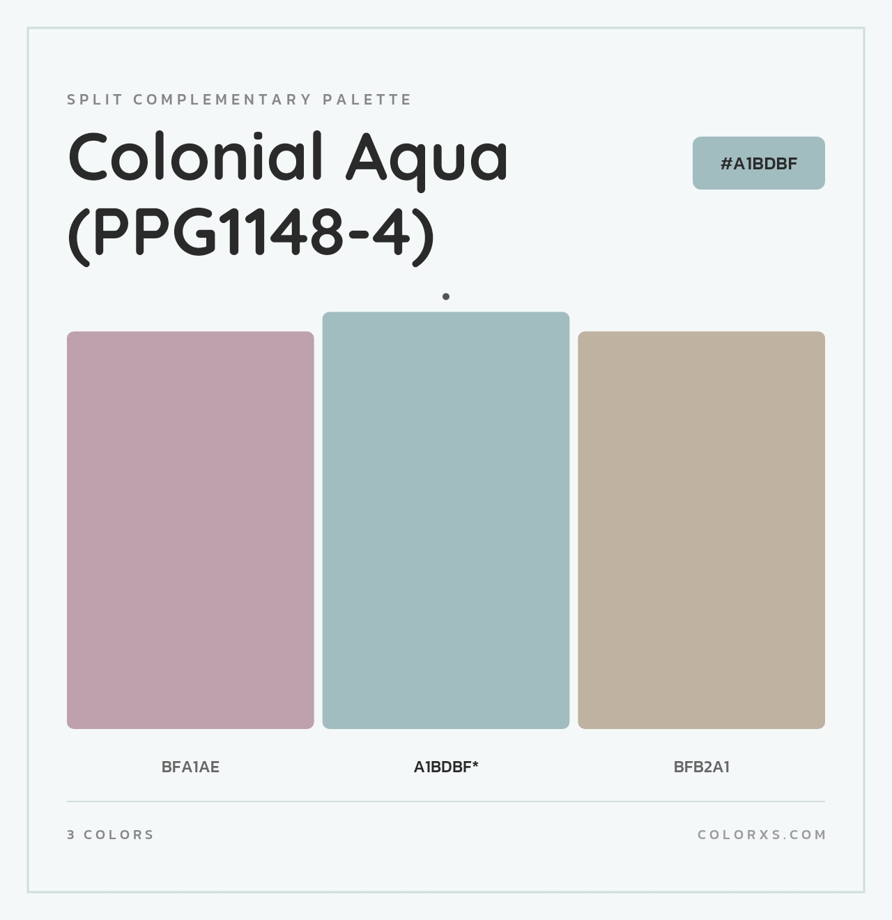 Colonial Aqua (PPG1148-4) - Split-Complementary Color Palette