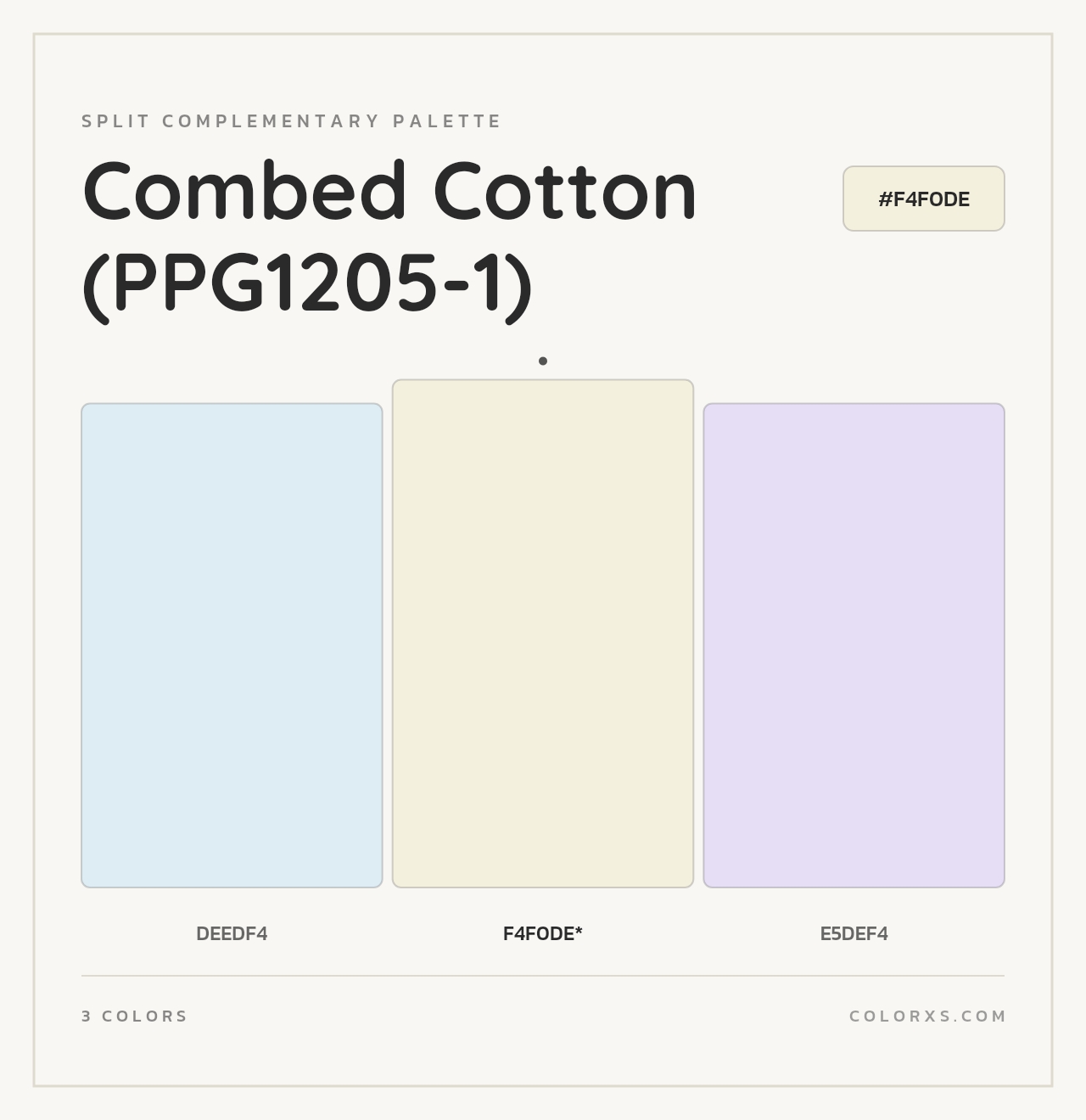 Combed Cotton (PPG1205-1) - Split-Complementary Color Palette