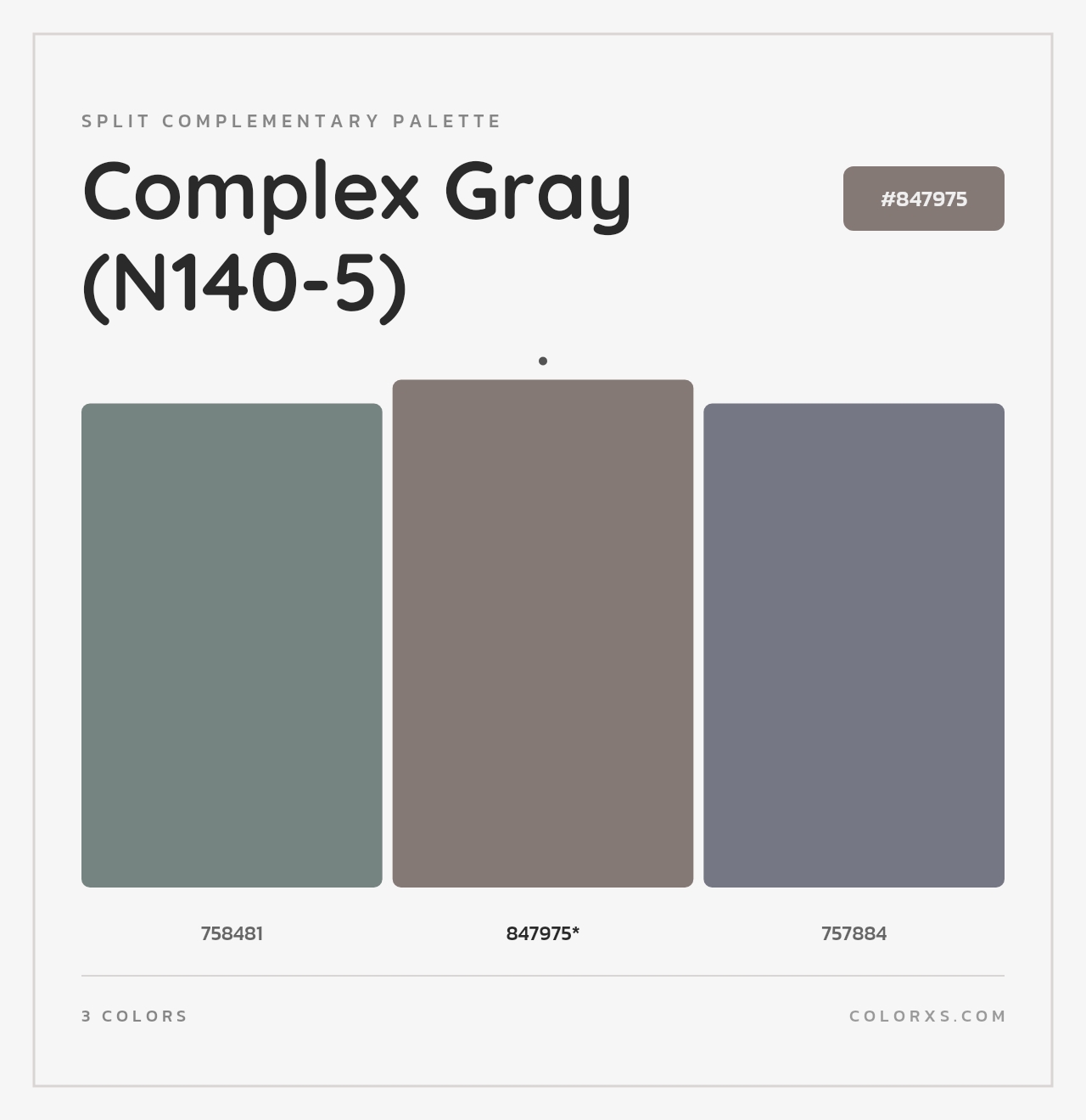Complex Gray (N140-5) - Split-Complementary Color Palette