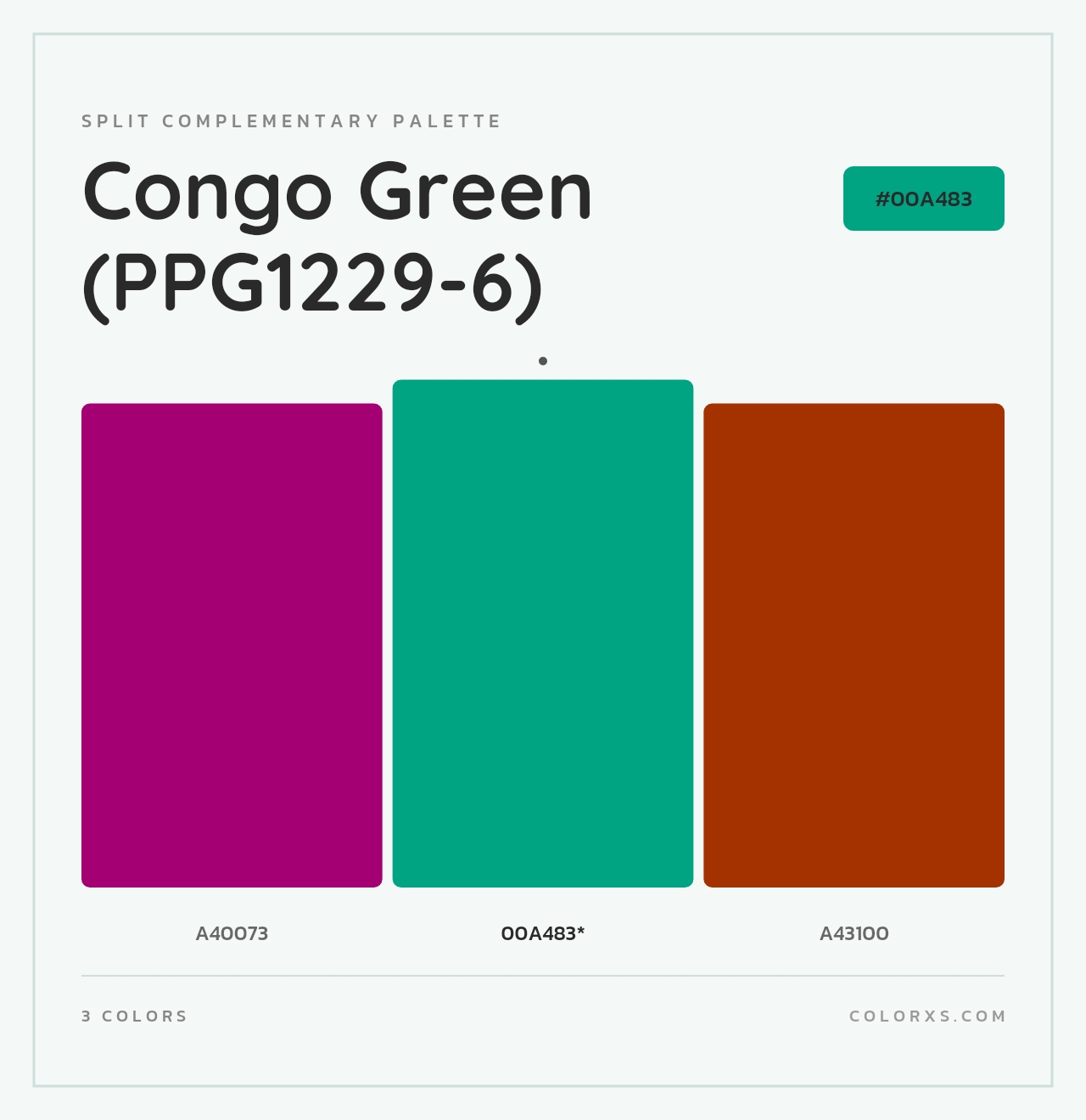 Congo Green (PPG1229-6) - Split-Complementary Color Palette