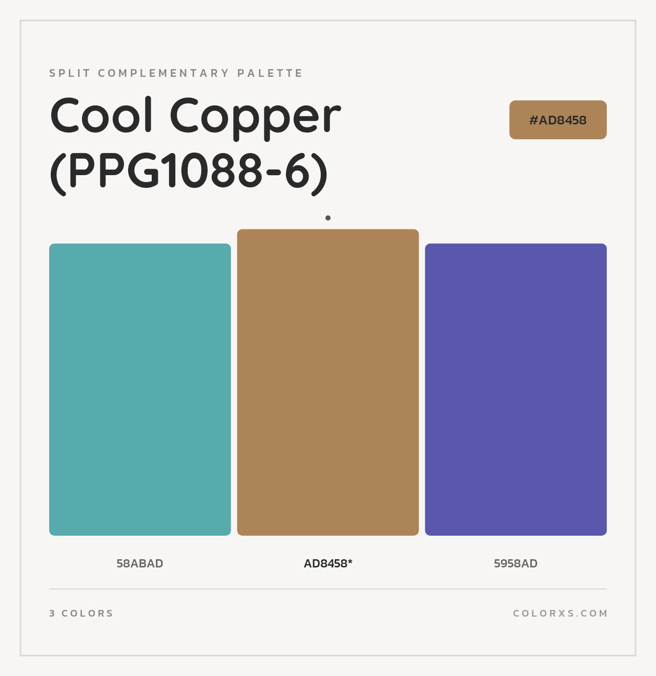 Cool Copper (PPG1088-6) - Split-Complementary Color Palette