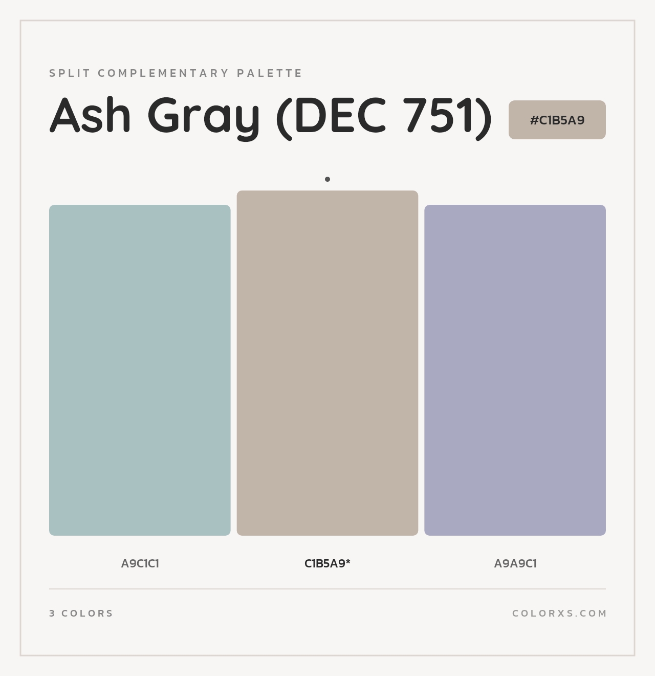 Ash Gray (DEC 751) - Split-Complementary Color Palette