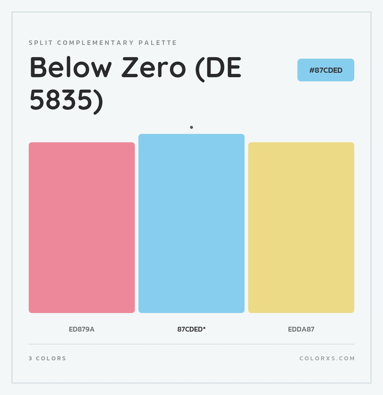 Below Zero (DE 5835) - Split-Complementary Color Palette