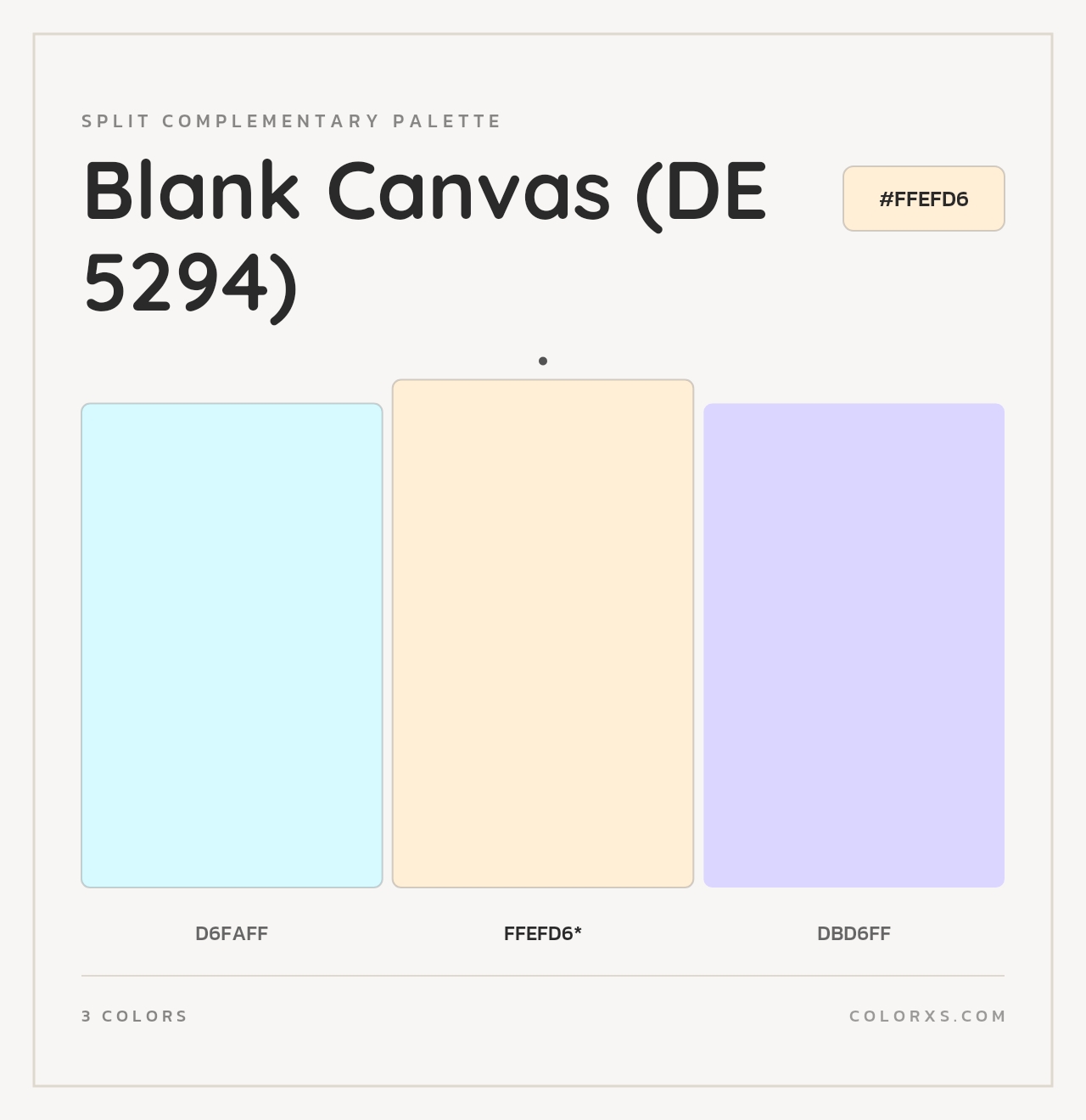Blank Canvas (DE 5294) - Split-Complementary Color Palette