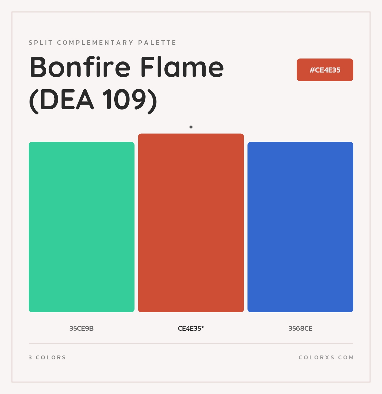 Bonfire Flame (DEA 109) - Split-Complementary Color Palette