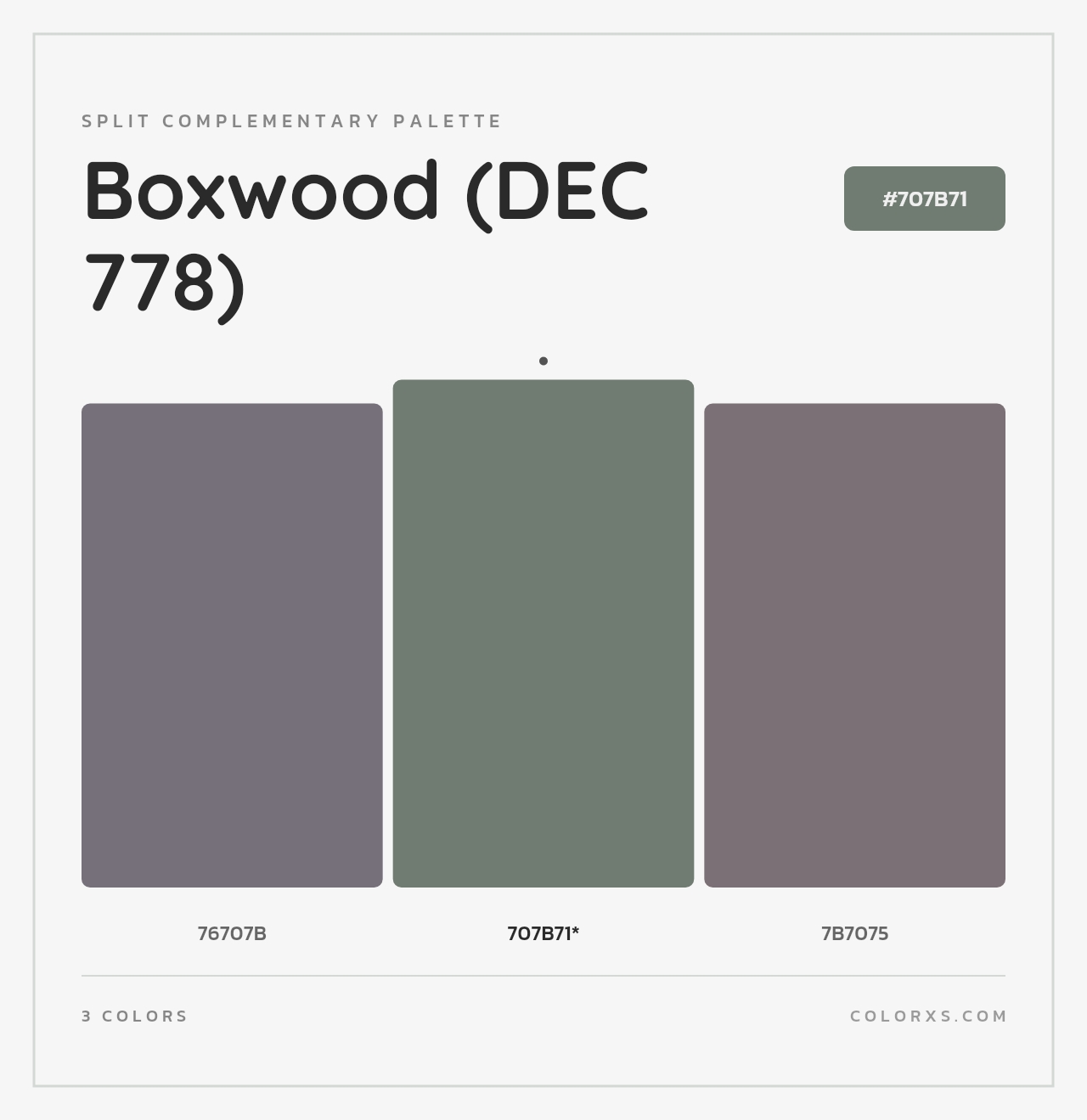 Boxwood (DEC 778) - Split-Complementary Color Palette