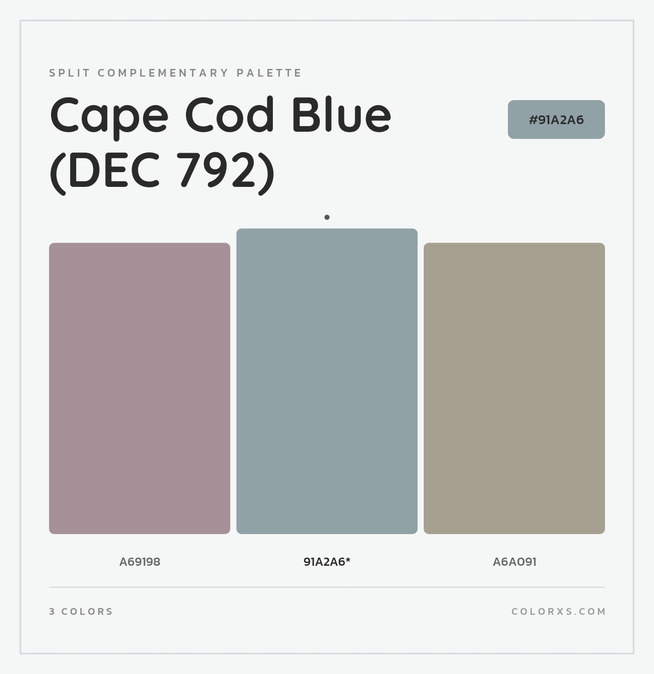 Cape Cod Blue (DEC 792) - Split-Complementary Color Palette