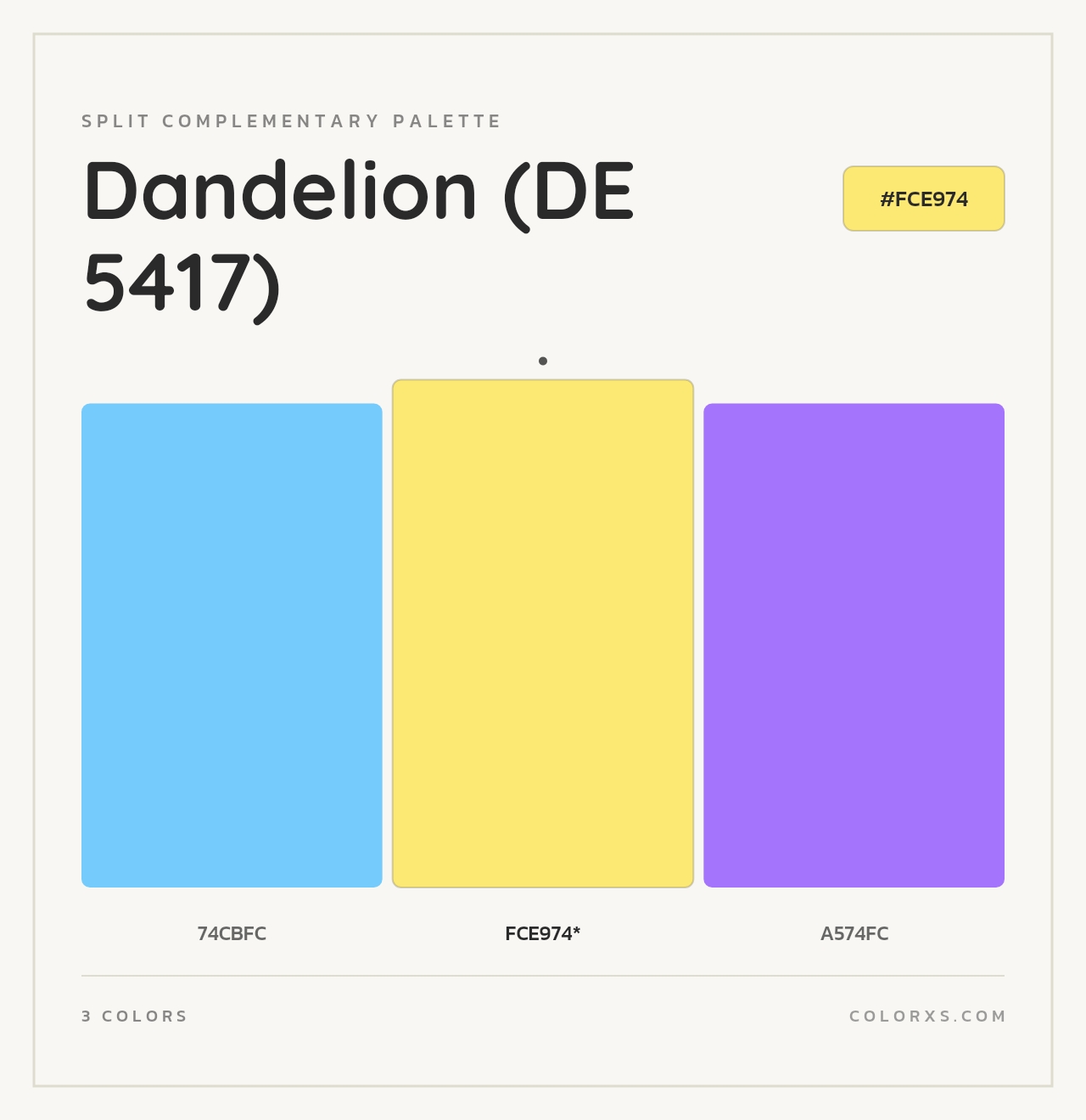 Dandelion (DE 5417) - Split-Complementary Color Palette