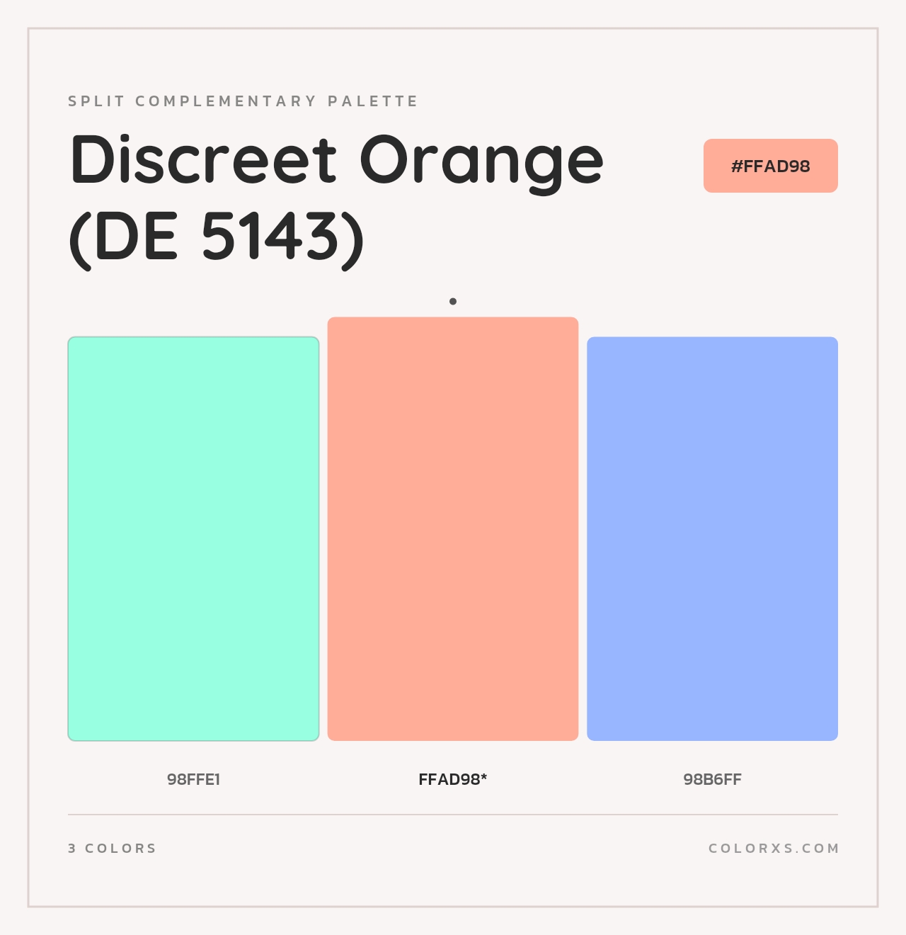 Discreet Orange (DE 5143) - Split-Complementary Color Palette