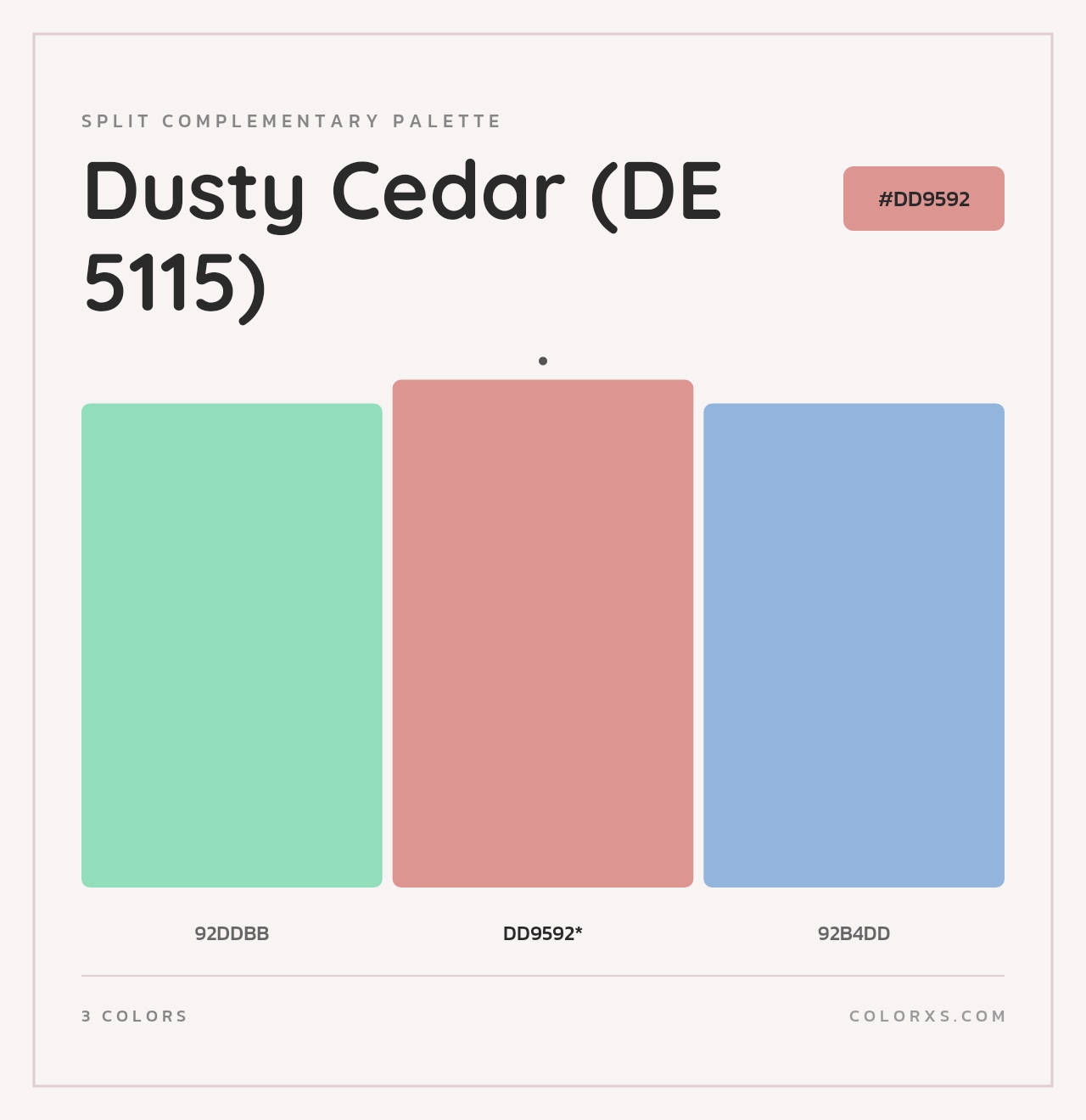 Dusty Cedar (DE 5115) - Split-Complementary Color Palette