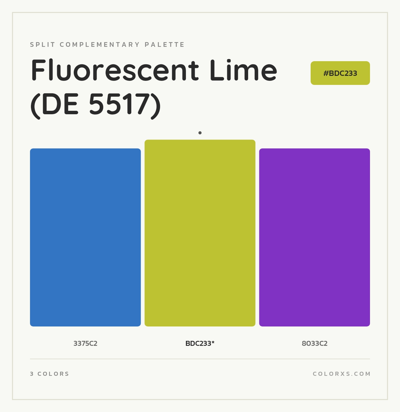 Fluorescent Lime (DE 5517) - Split-Complementary Color Palette