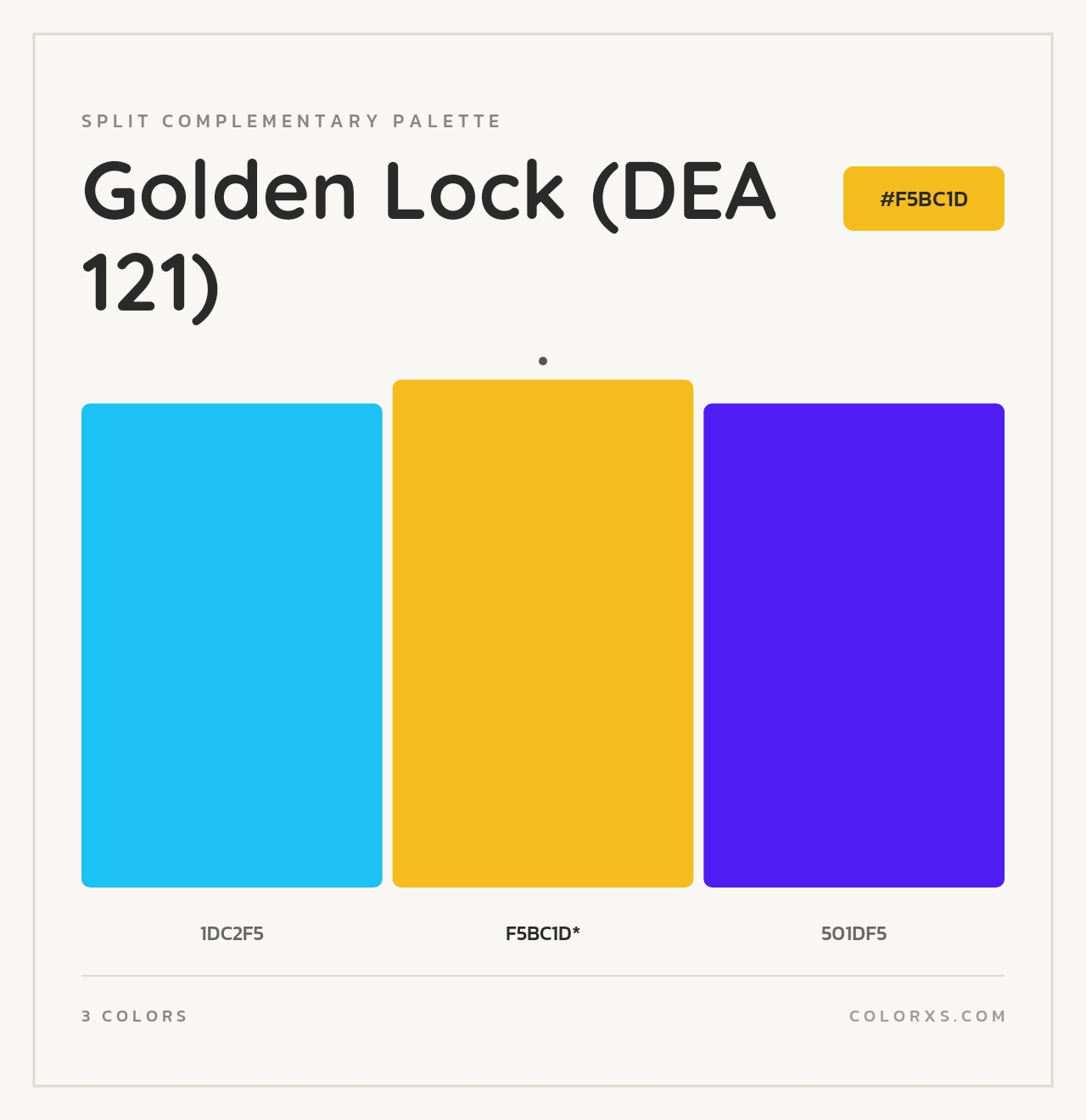 Golden Lock (DEA 121) - Split-Complementary Color Palette