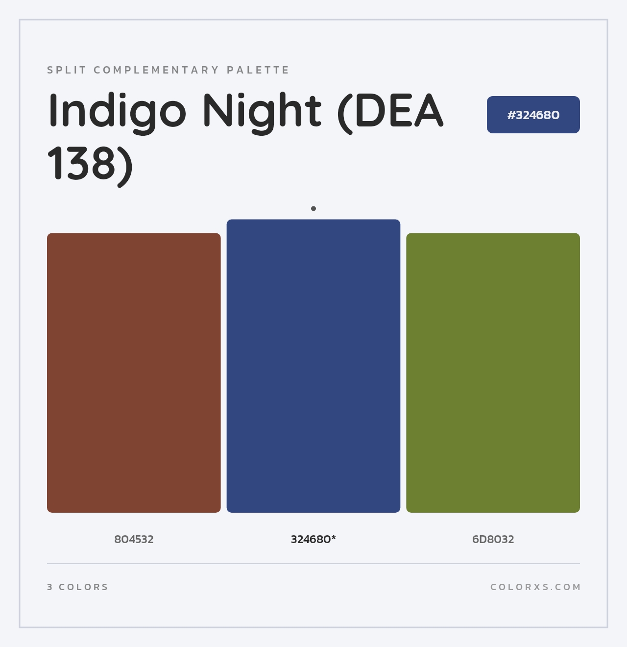 Indigo Night (DEA 138) - Split-Complementary Color Palette