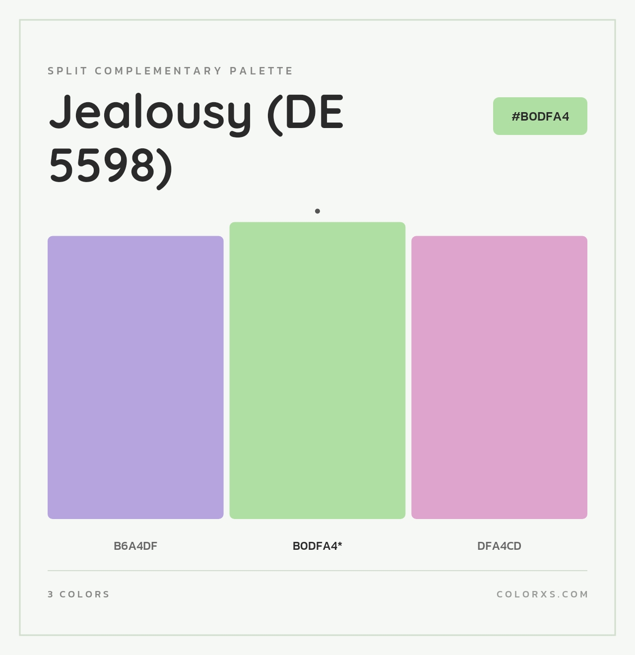 Jealousy (DE 5598) - Split-Complementary Color Palette