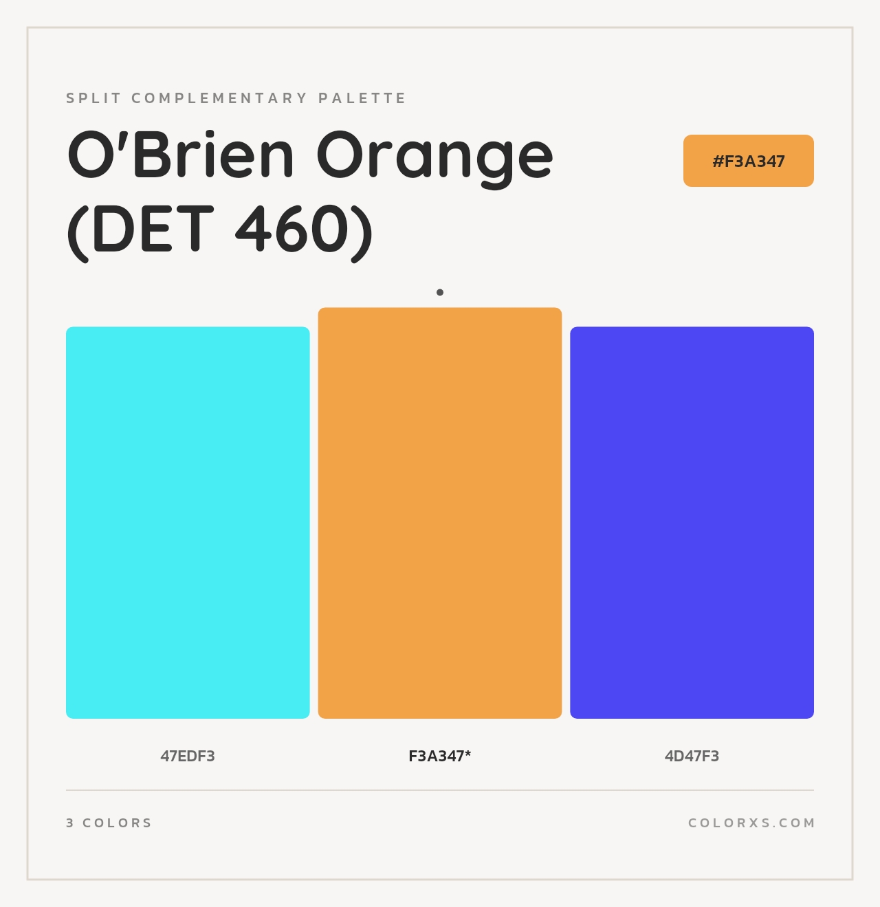 O'Brien Orange (DET 460) - Split-Complementary Color Palette