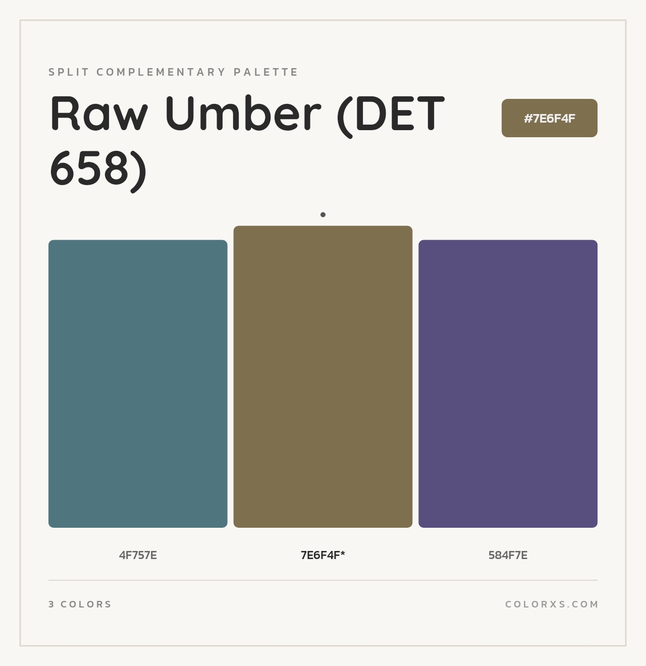 Raw Umber (DET 658) - Split-Complementary Color Palette