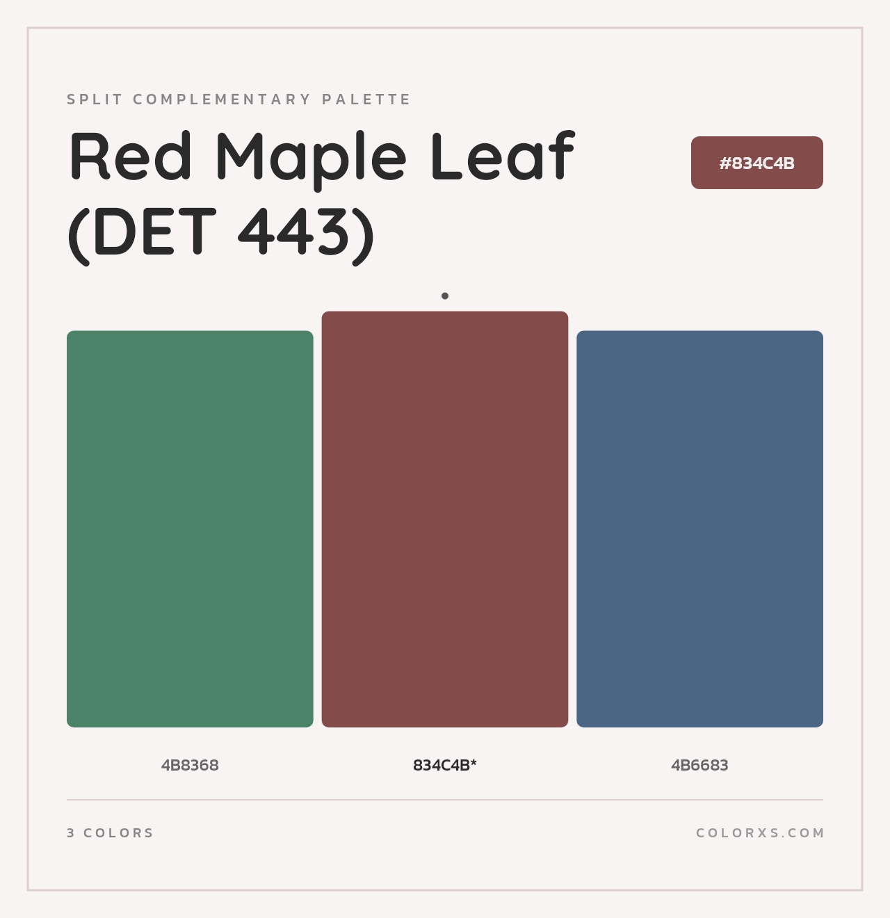 Red Maple Leaf (DET 443) - Split-Complementary Color Palette