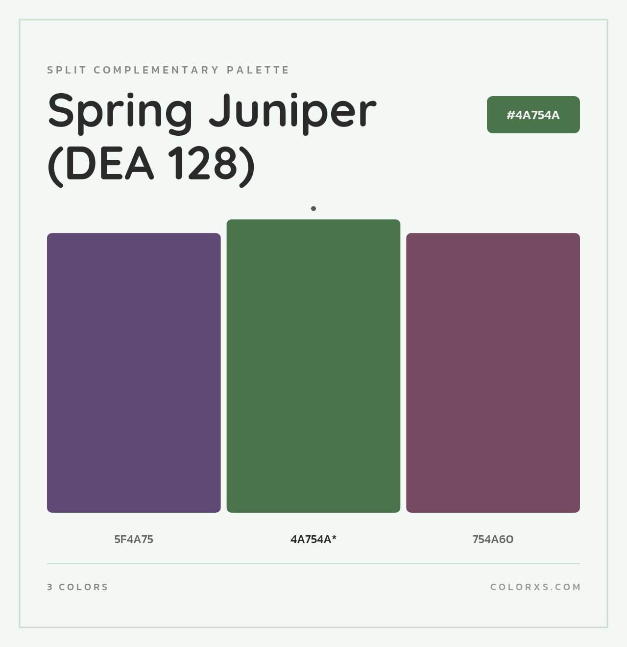 Spring Juniper (DEA 128) - Split-Complementary Color Palette