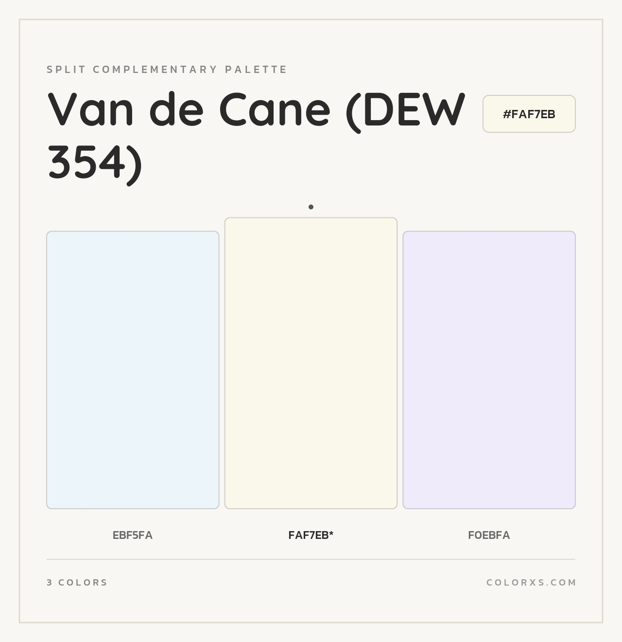 Van de Cane (DEW 354) - Split-Complementary Color Palette