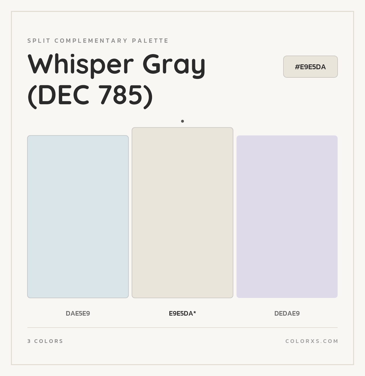 Whisper Gray (DEC 785) - Split-Complementary Color Palette