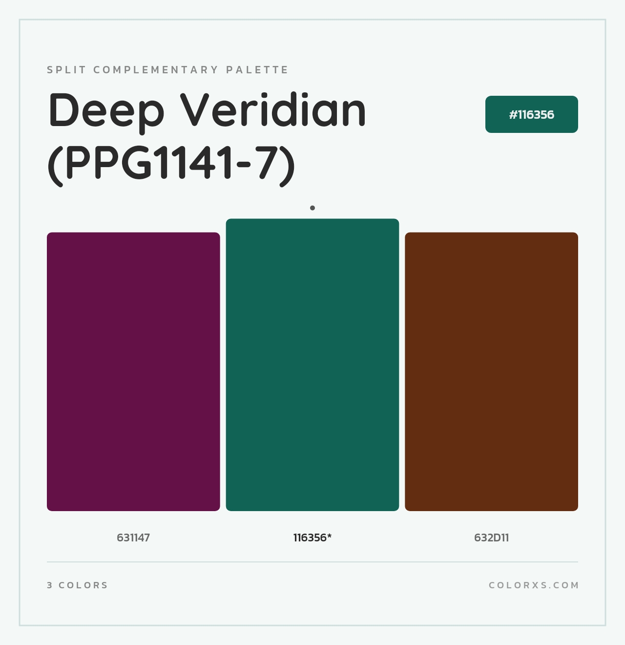 Deep Veridian (PPG1141-7) - Split-Complementary Color Palette