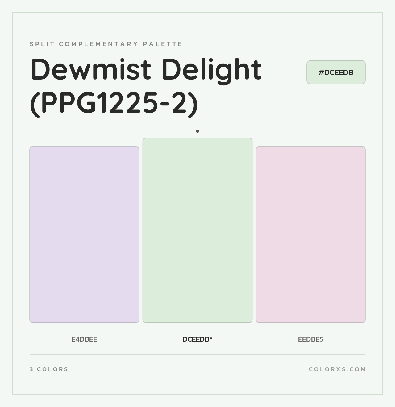 Dewmist Delight (PPG1225-2) - Split-Complementary Color Palette