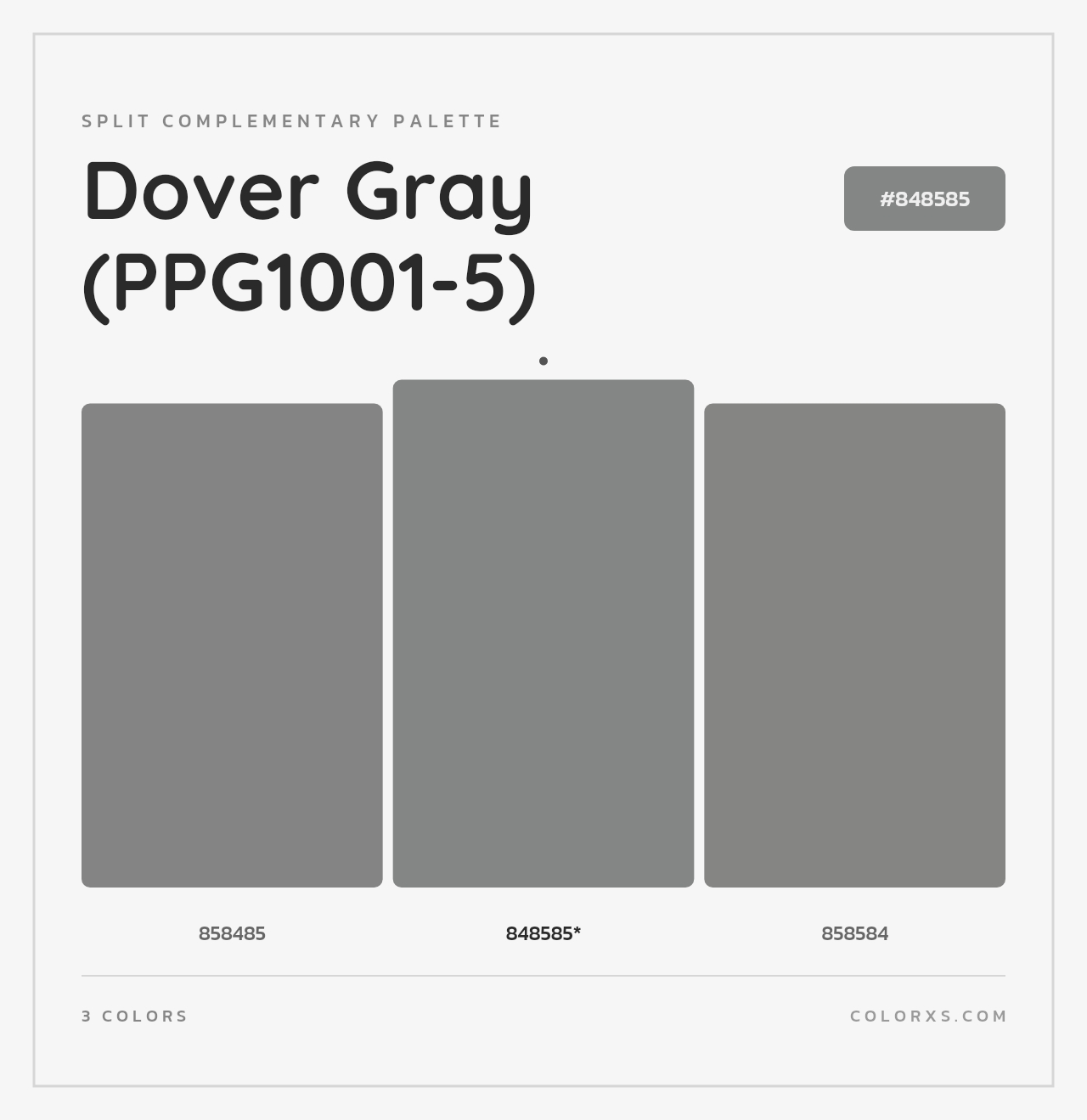 Dover Gray (PPG1001-5) - Split-Complementary Color Palette